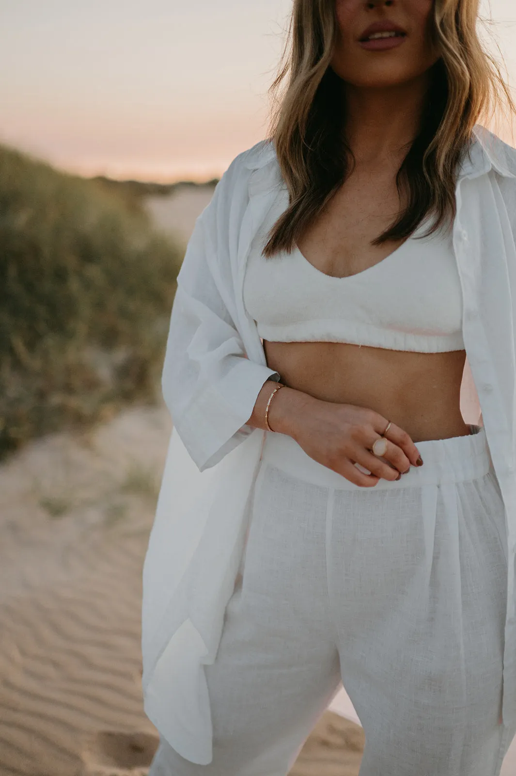 Athena Linen Pants in Dove White