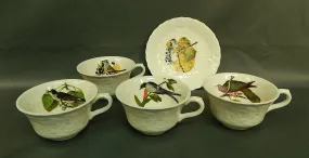 Audubon's Birds of America Meakin China Cups and Saucer - 5 Pieces