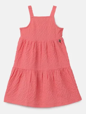 Baby Girl Solid Red Crinkle Casual Dress