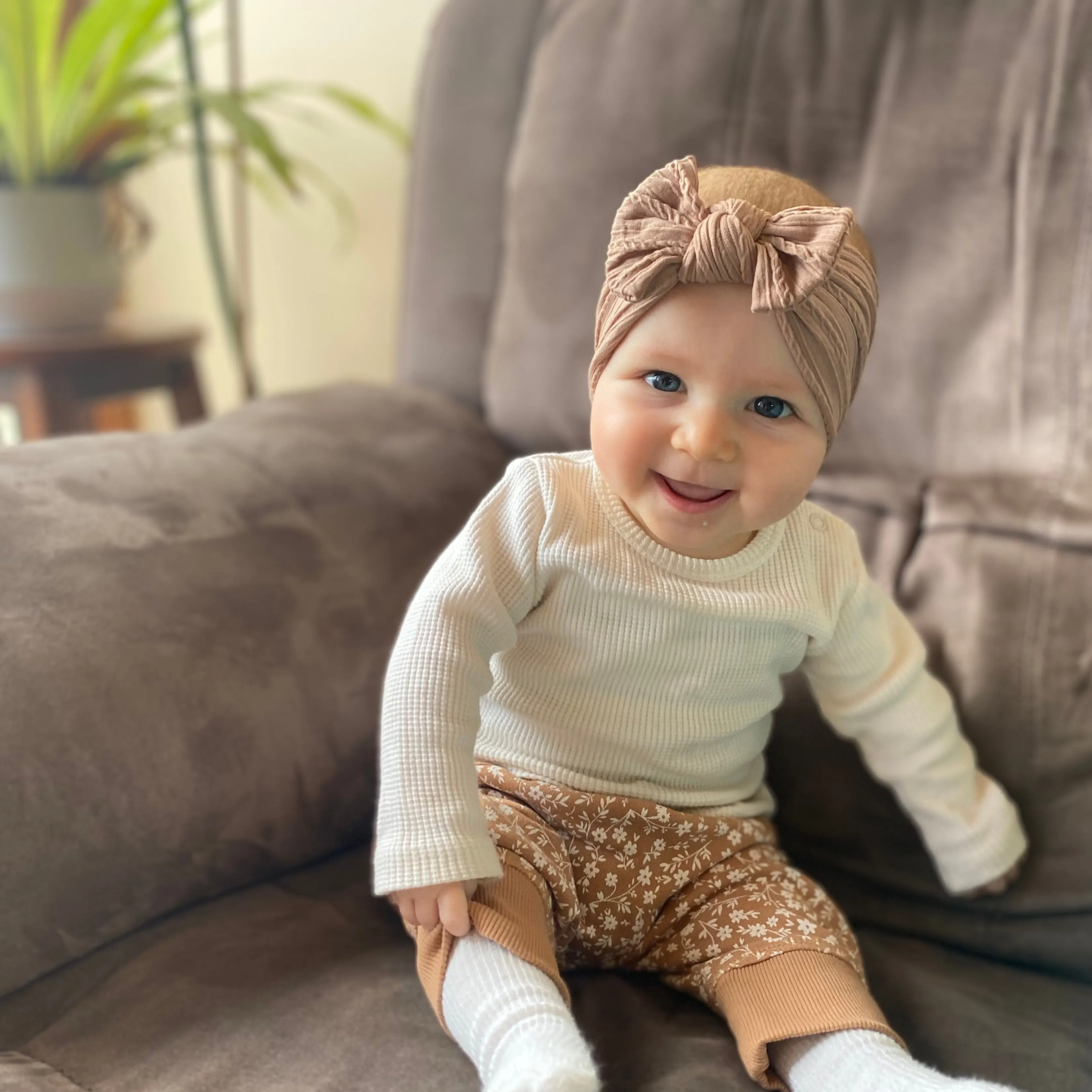 Baby Top Knot Single Bow Headband Pine Green