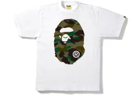 BAPE 1ST CAMO BIG APE HEAD TEE WHITE/GREEN