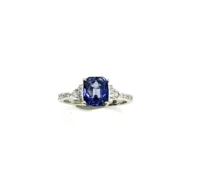 Basket Style Set 2 Ct. Tanzanite & Diamond Ring