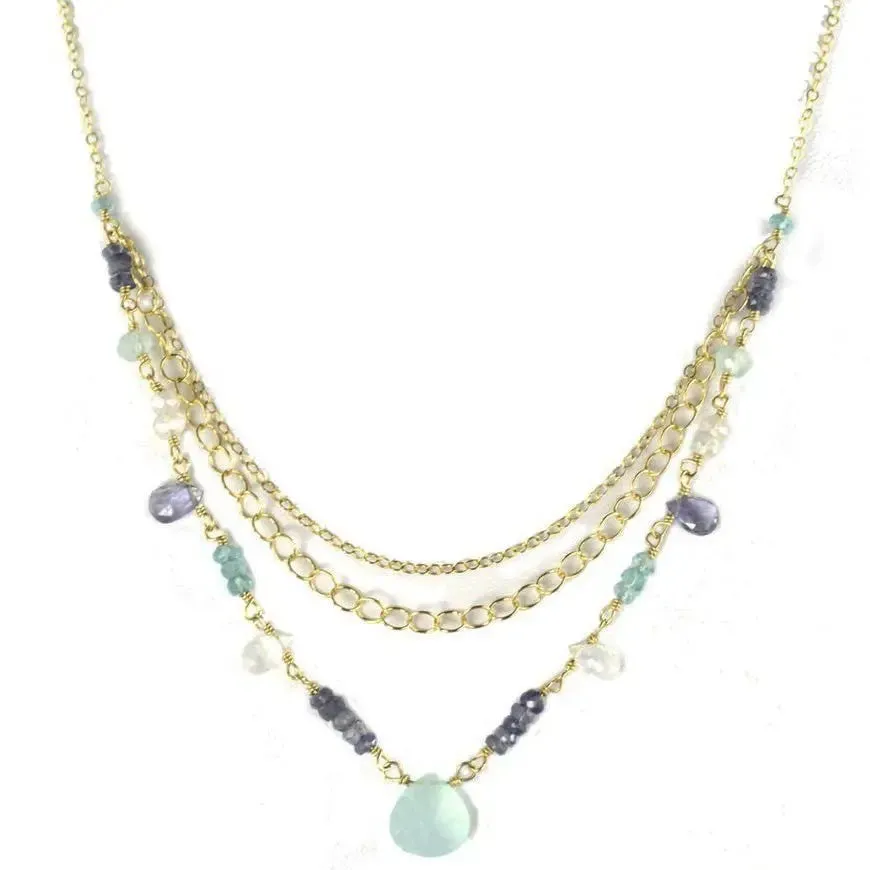 Beweled Triple Tier Necklace NM2061 by Vannucci