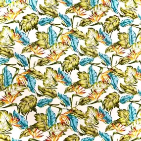 Birds of paradise & Palm Palapalai Hawaiian Fabric 1 | Beige Off White 0223