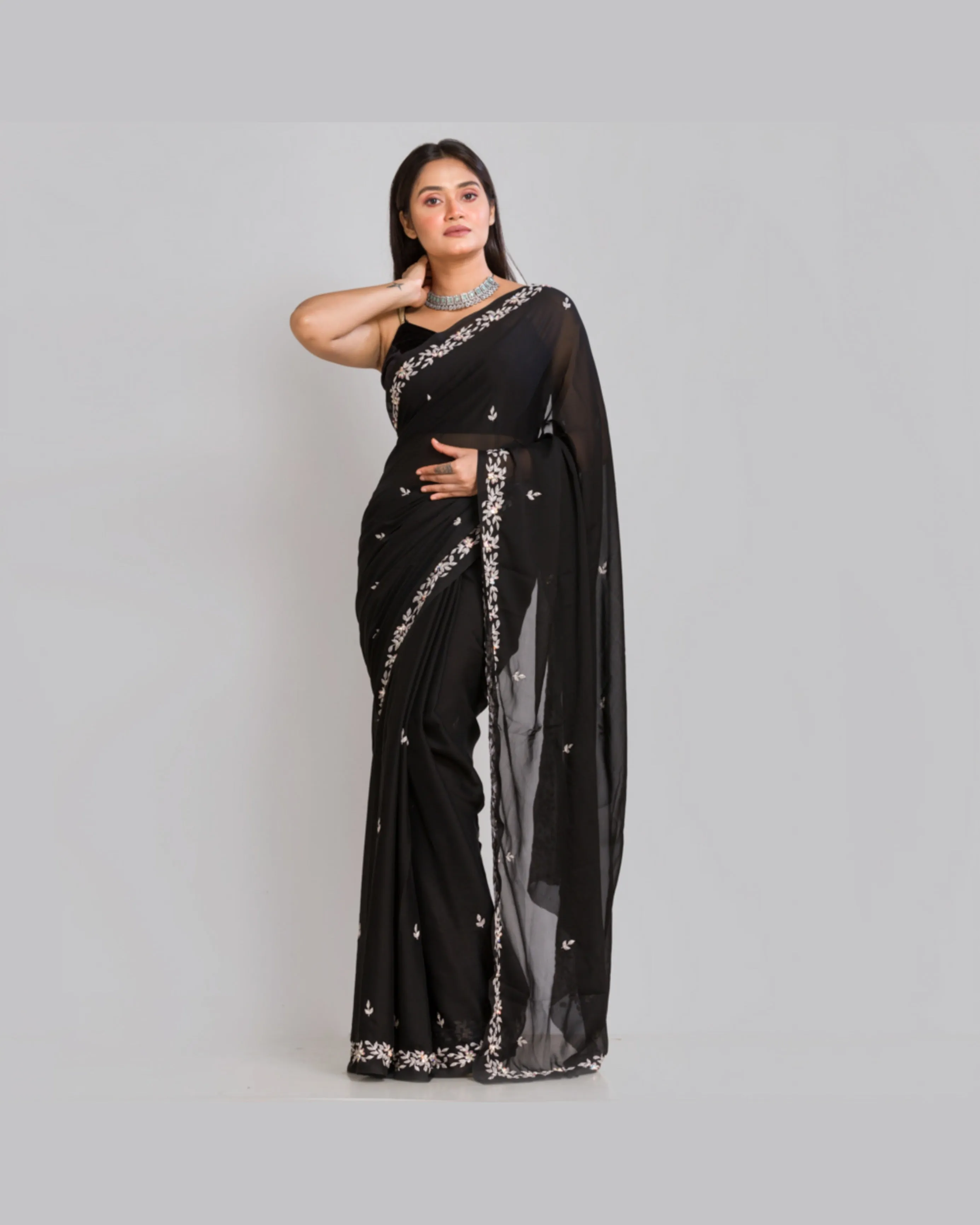 Black Georgette Chandani Saree