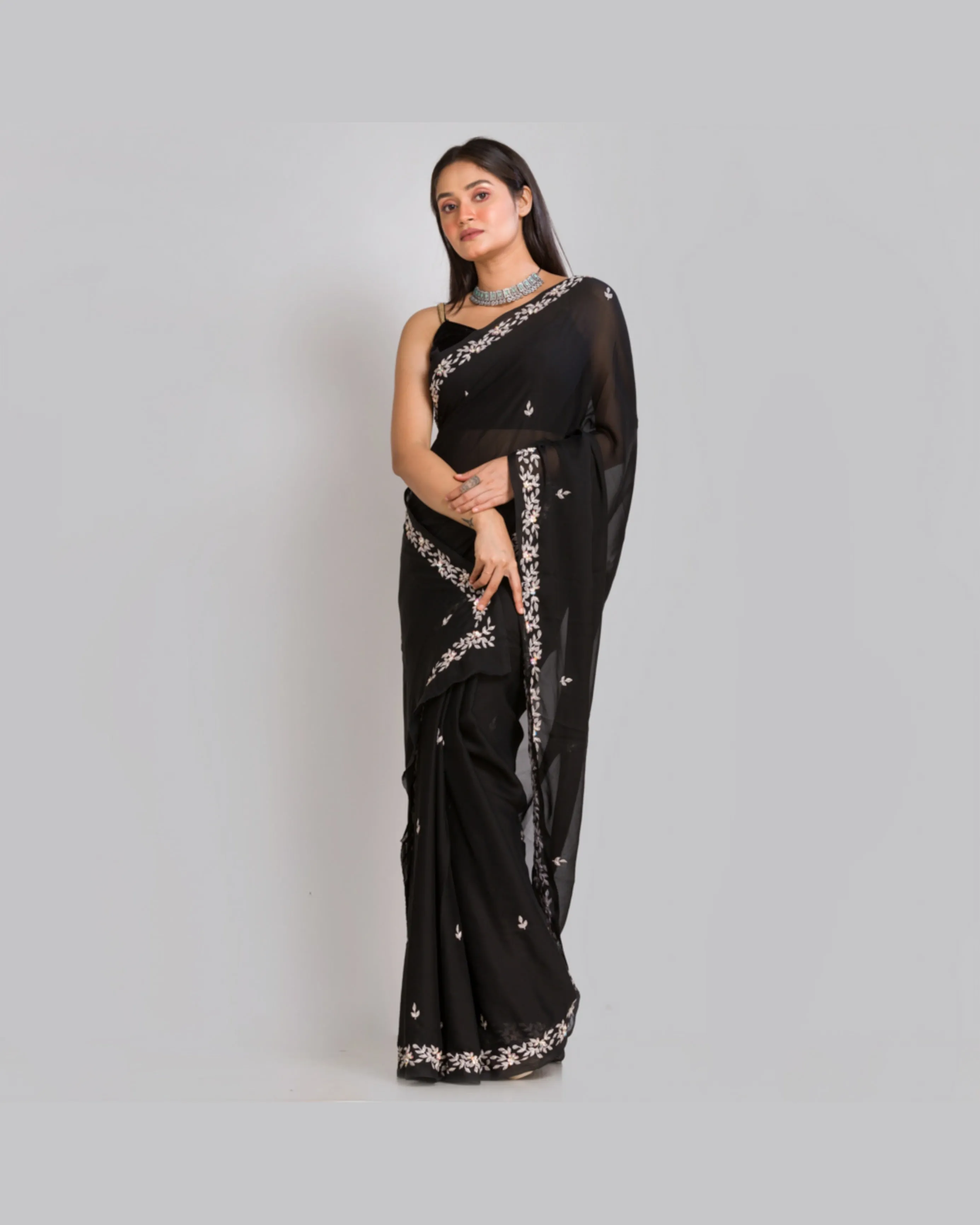 Black Georgette Chandani Saree