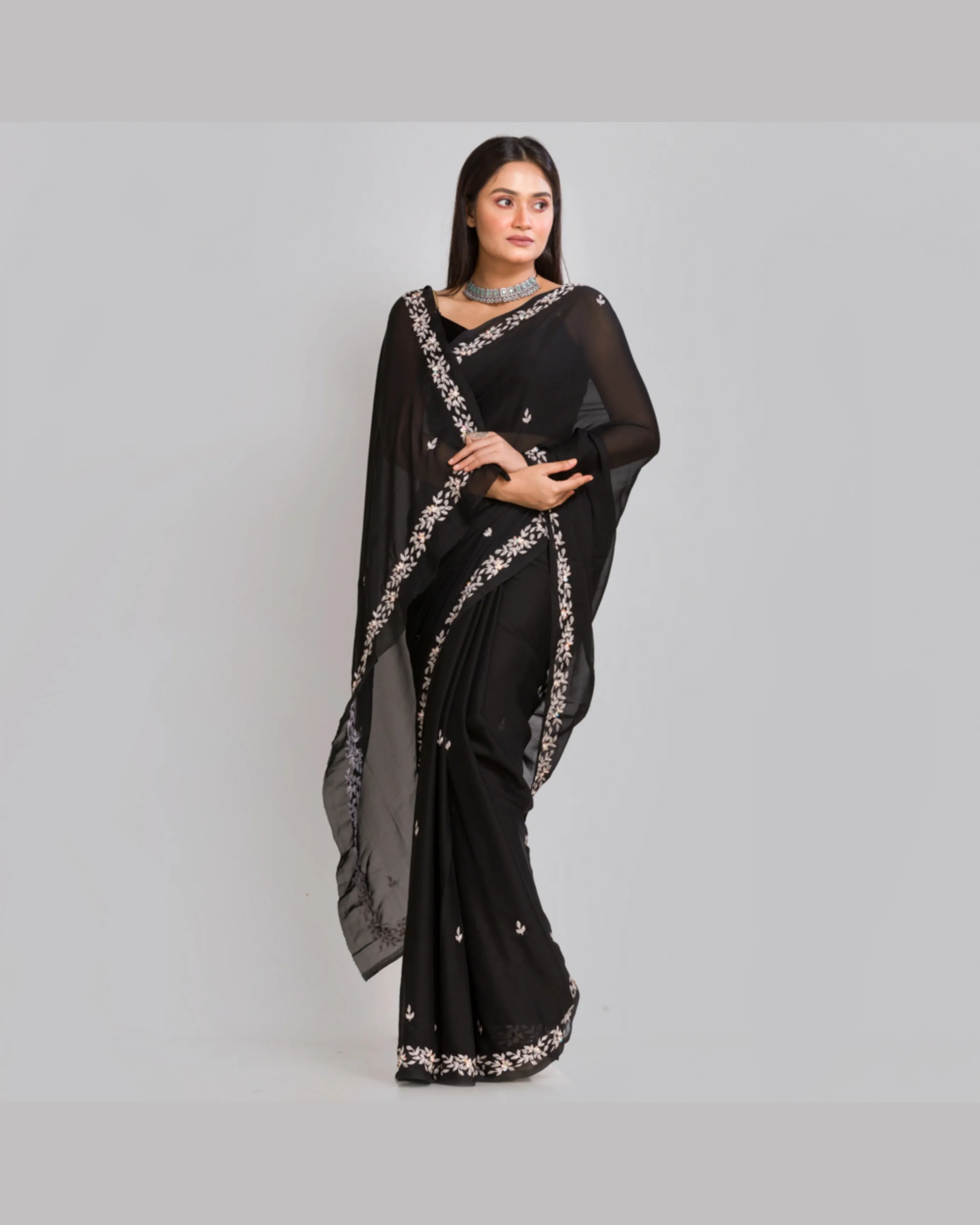 Black Georgette Chandani Saree