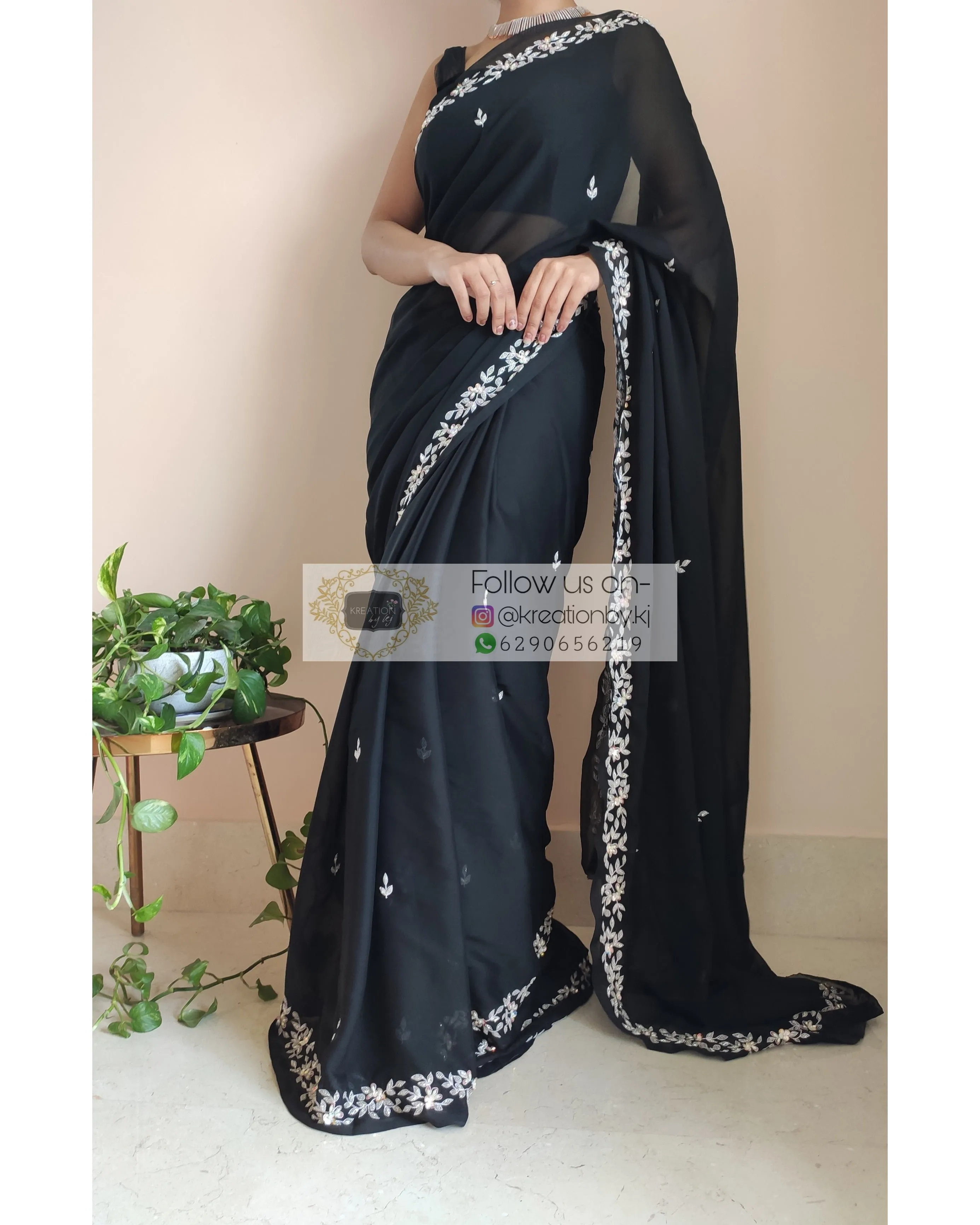 Black Georgette Chandani Saree