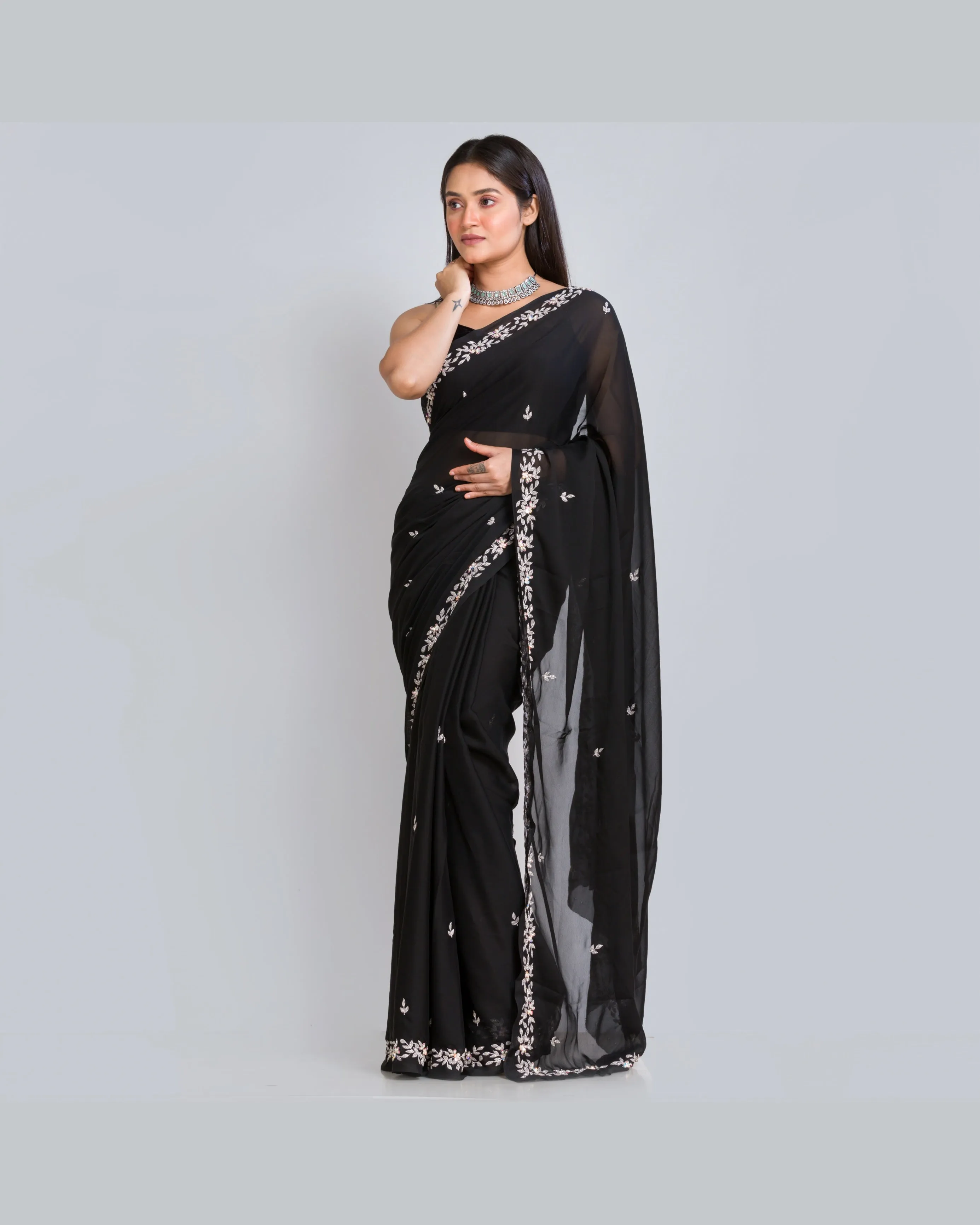 Black Georgette Chandani Saree