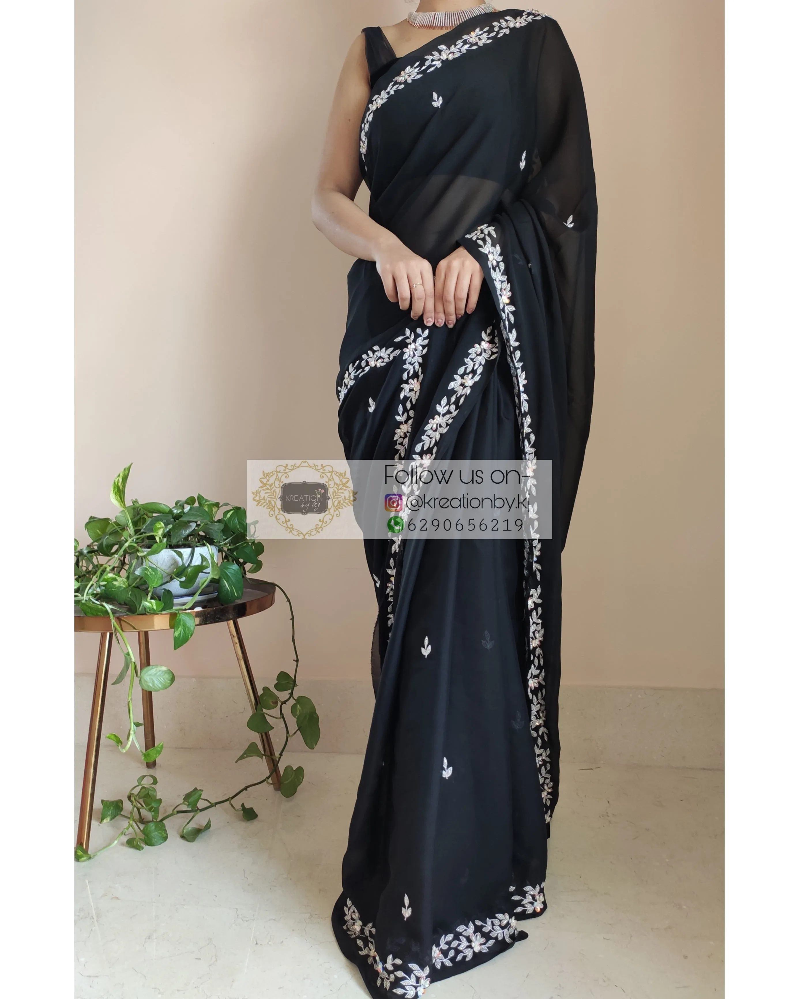 Black Georgette Chandani Saree