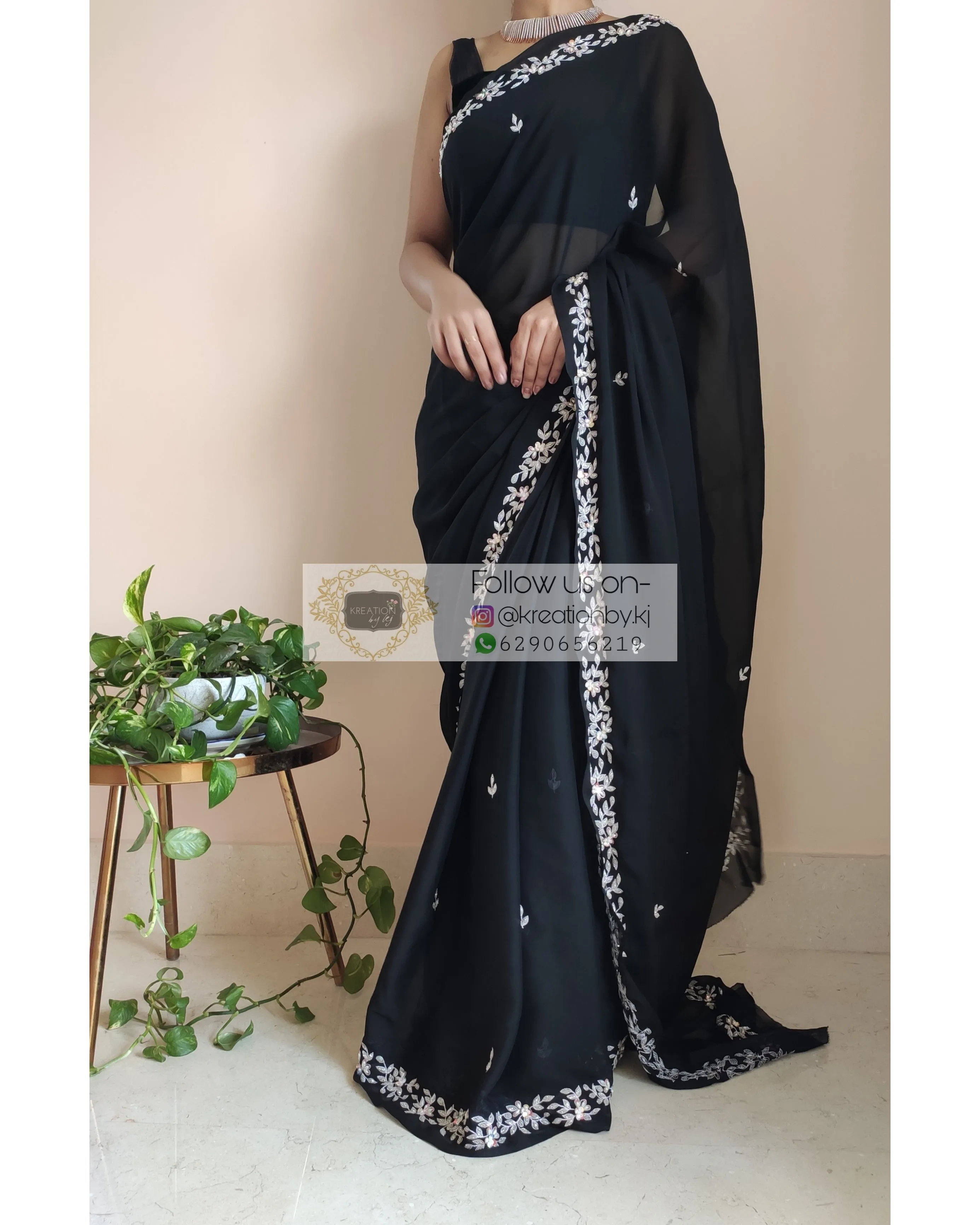 Black Georgette Chandani Saree