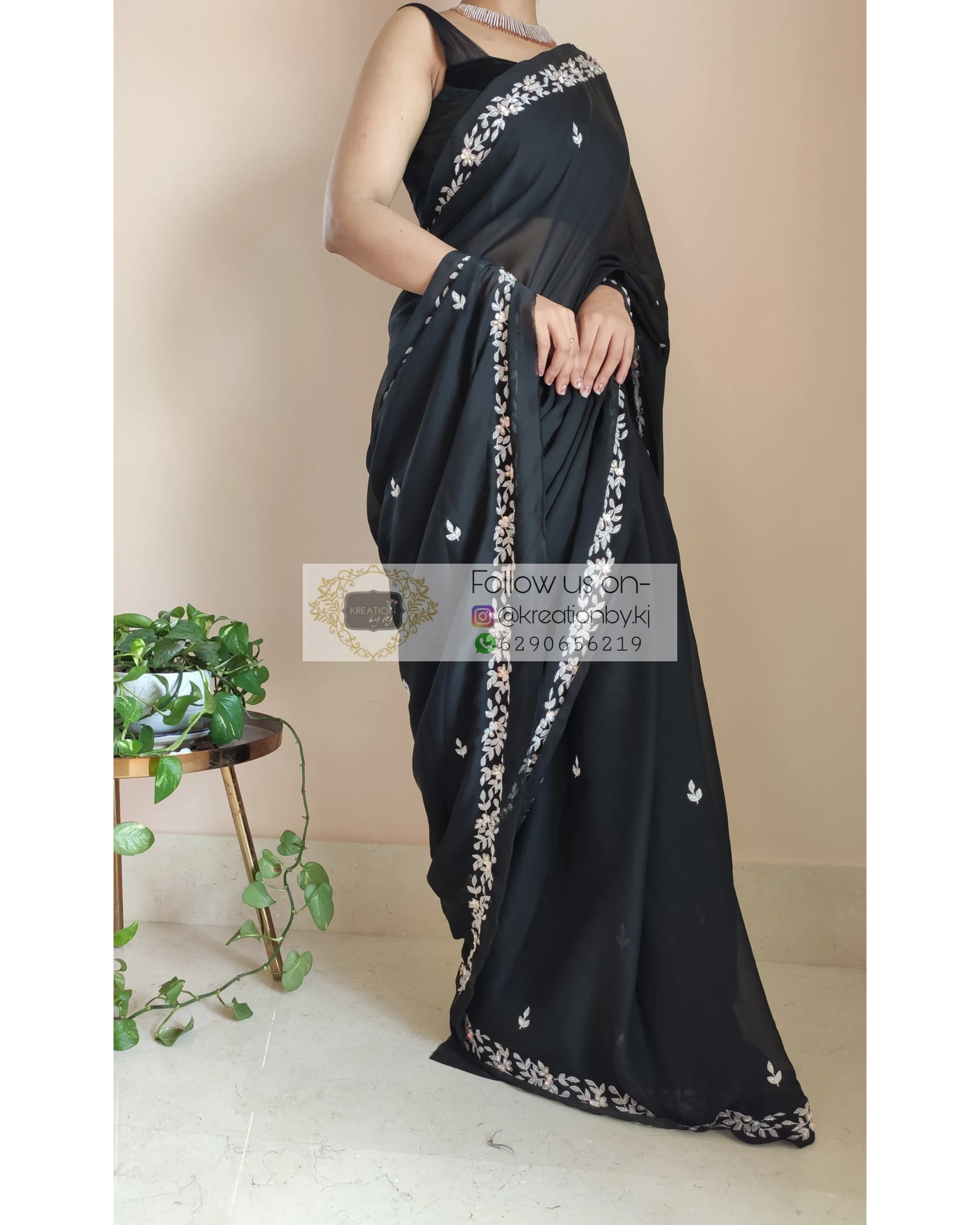 Black Georgette Chandani Saree