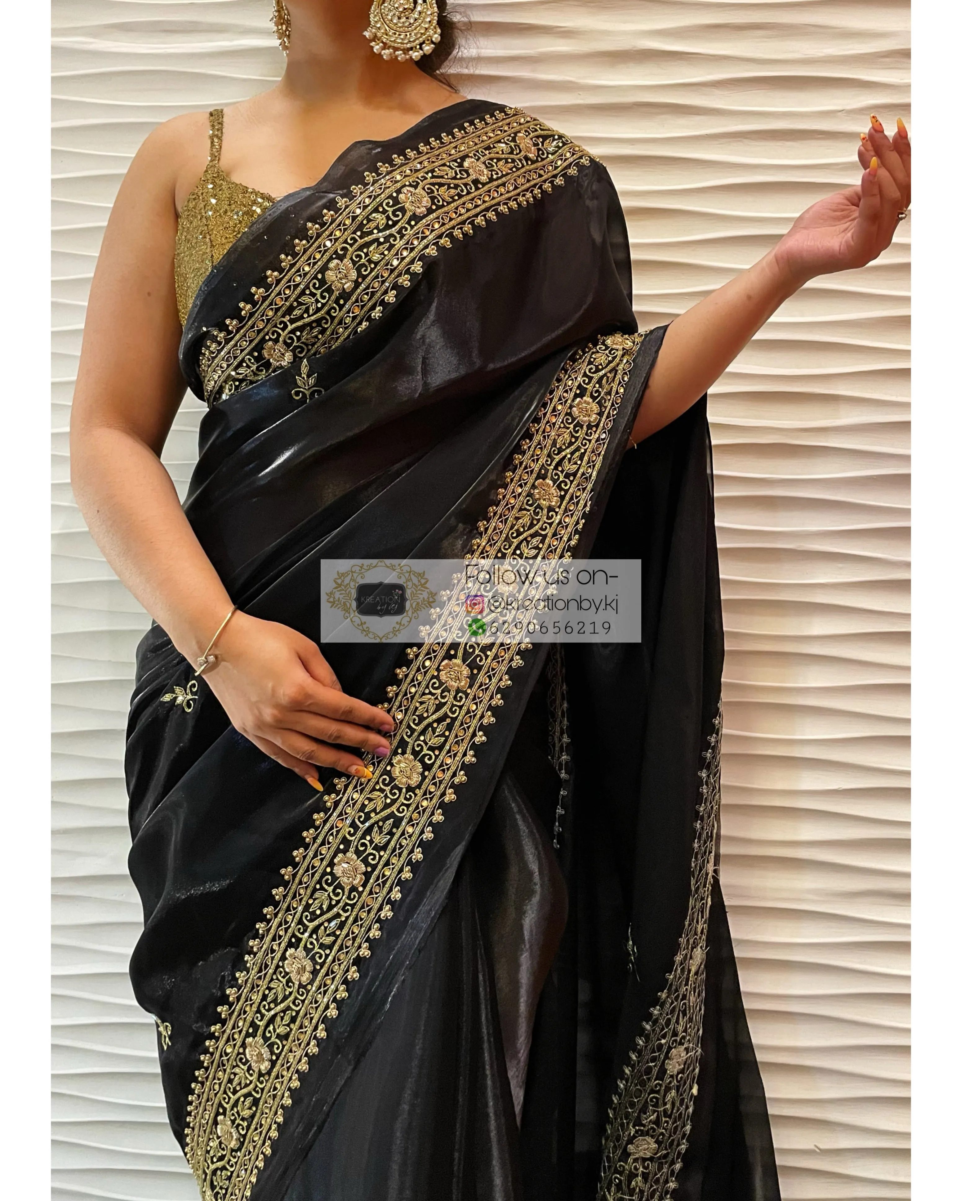 Black Zarina Glassy Organza Saree