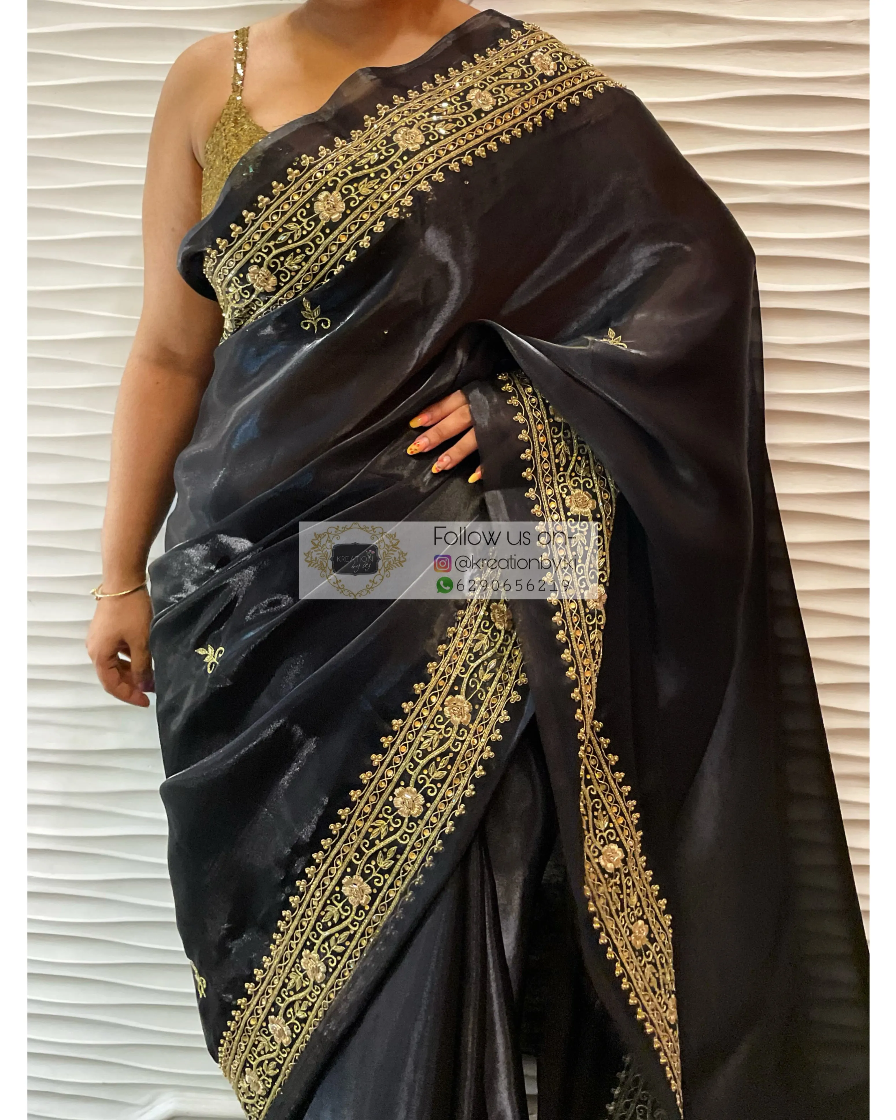 Black Zarina Glassy Organza Saree