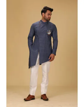 BluesnGreys Indigo blue with flemingo Designer Kurta Pant - Rent