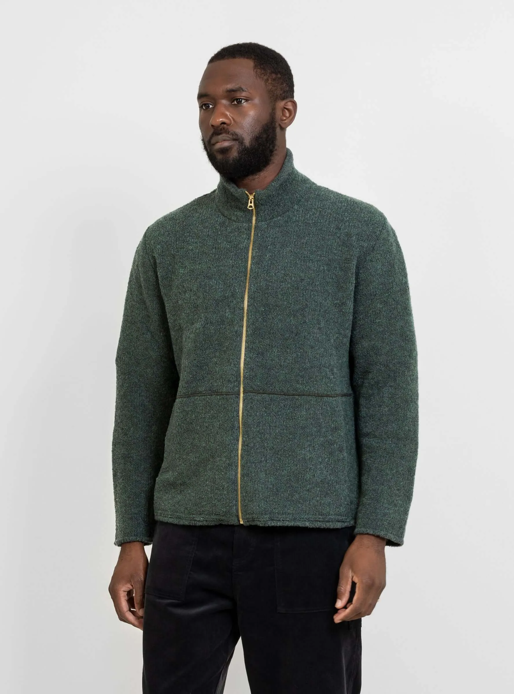 Boucle Zip Up Green