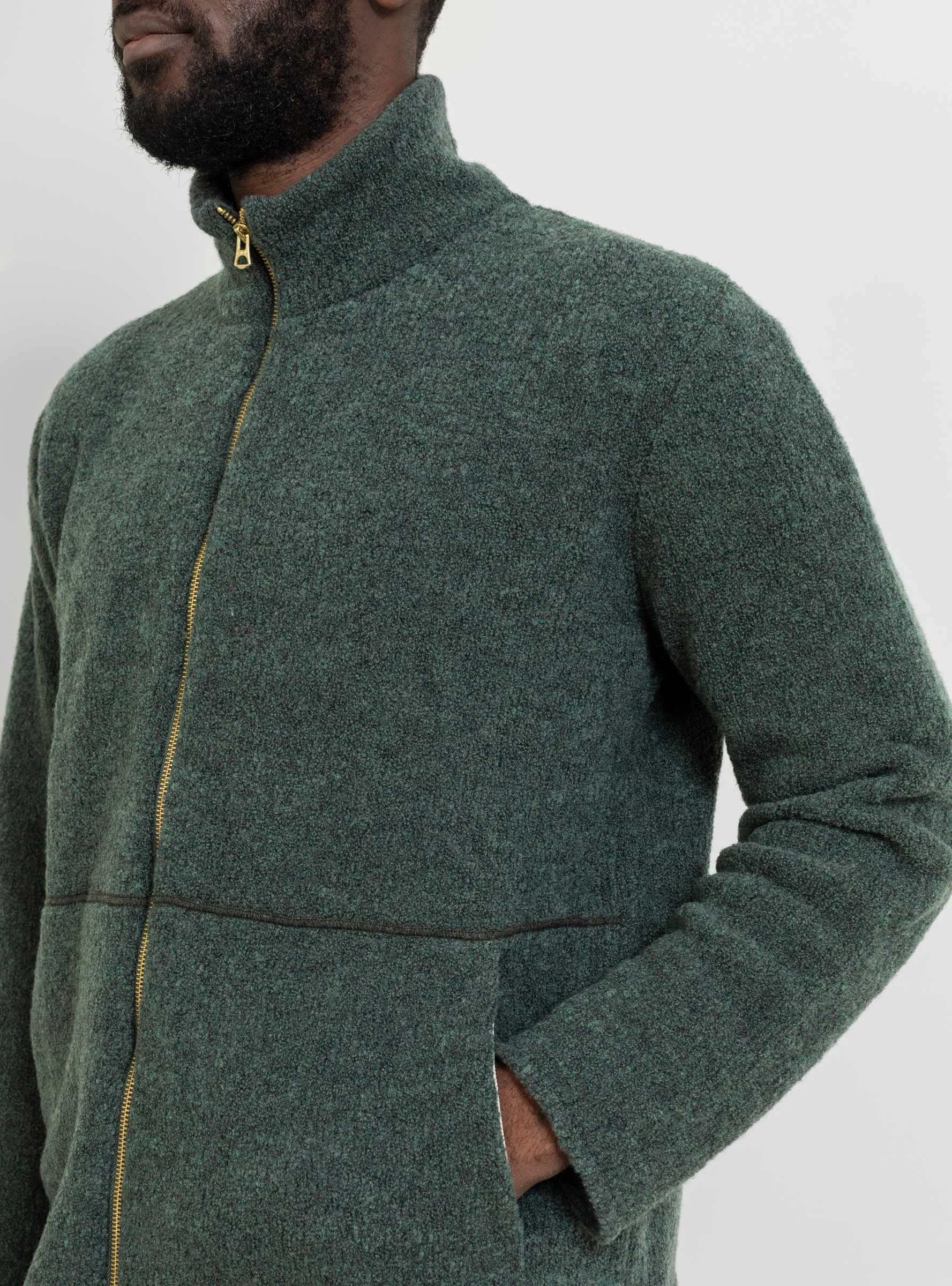 Boucle Zip Up Green