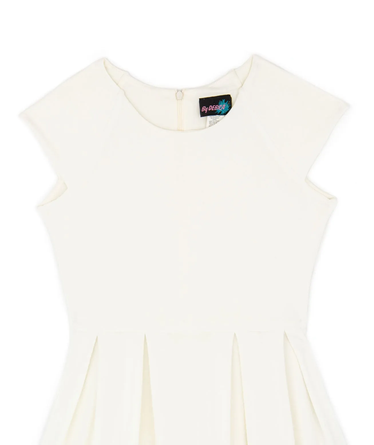 By Debra Juniors Ivory Textured Cap Sleeve Dress