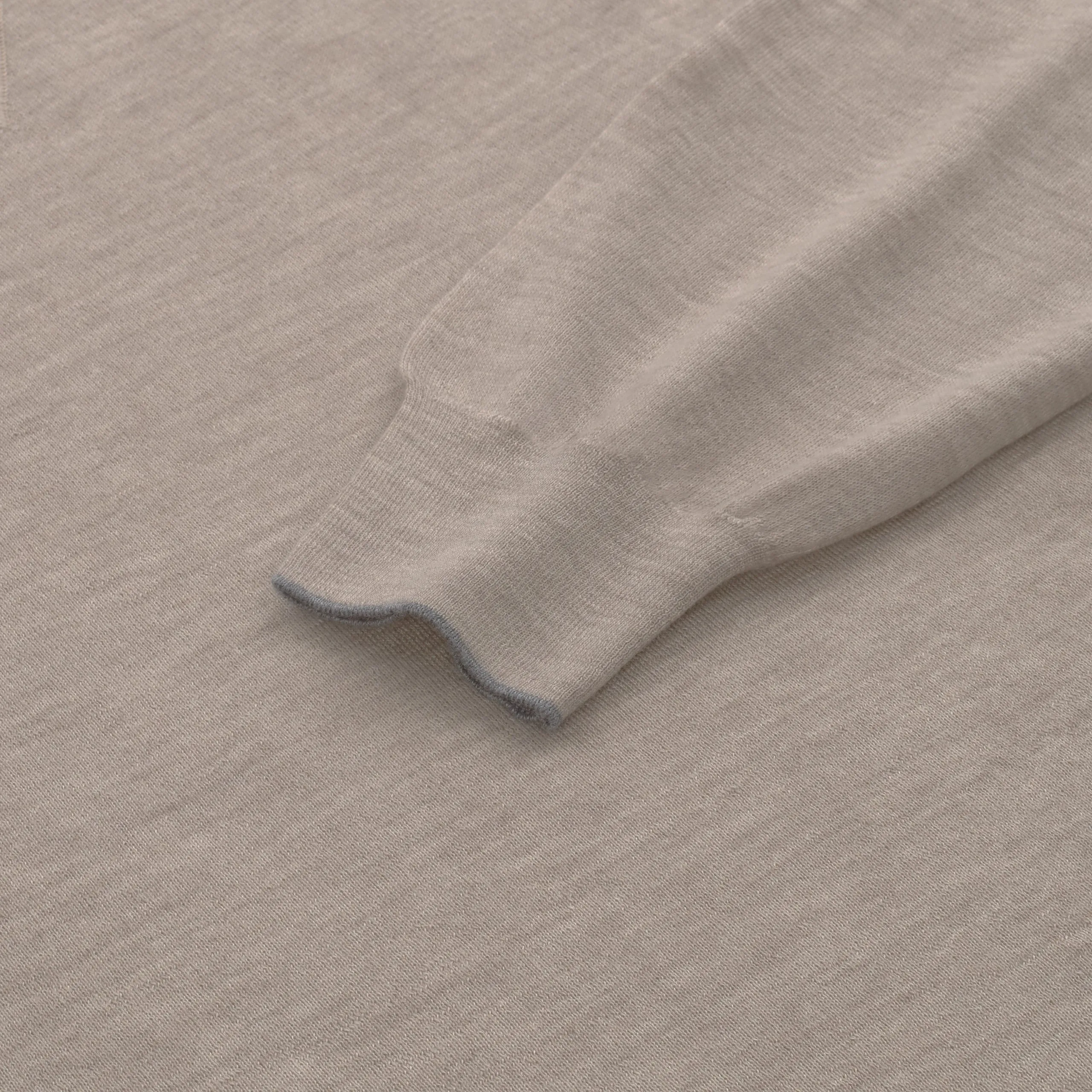 Cashmere and Silk Crew-Neck Sweater in Putty Grey Melange