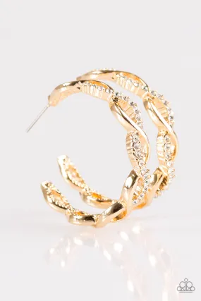 Cha-Ching Bling Gold Hoop-Earrings