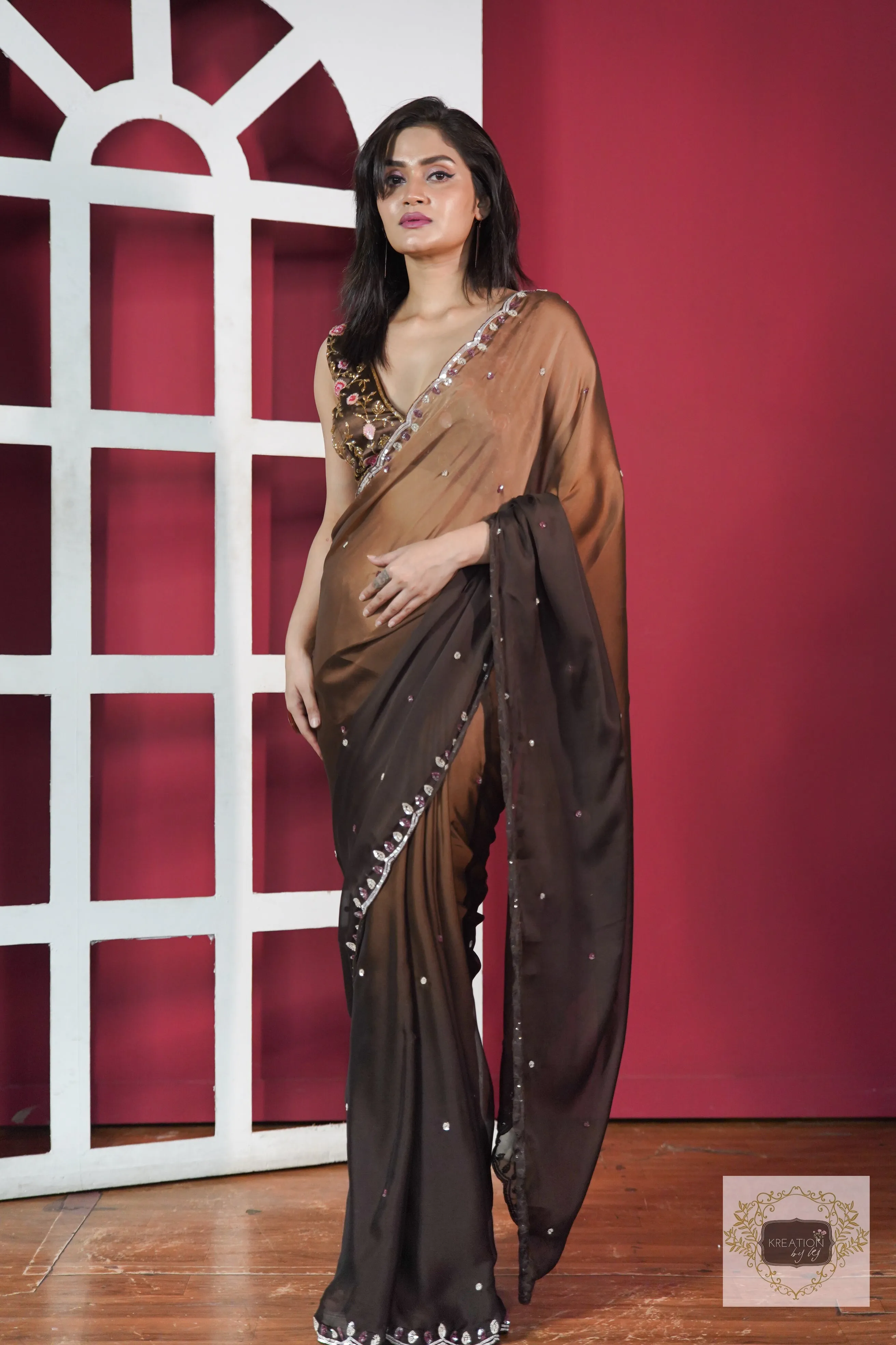 Chai Coffee Ombre Cocktail Saree