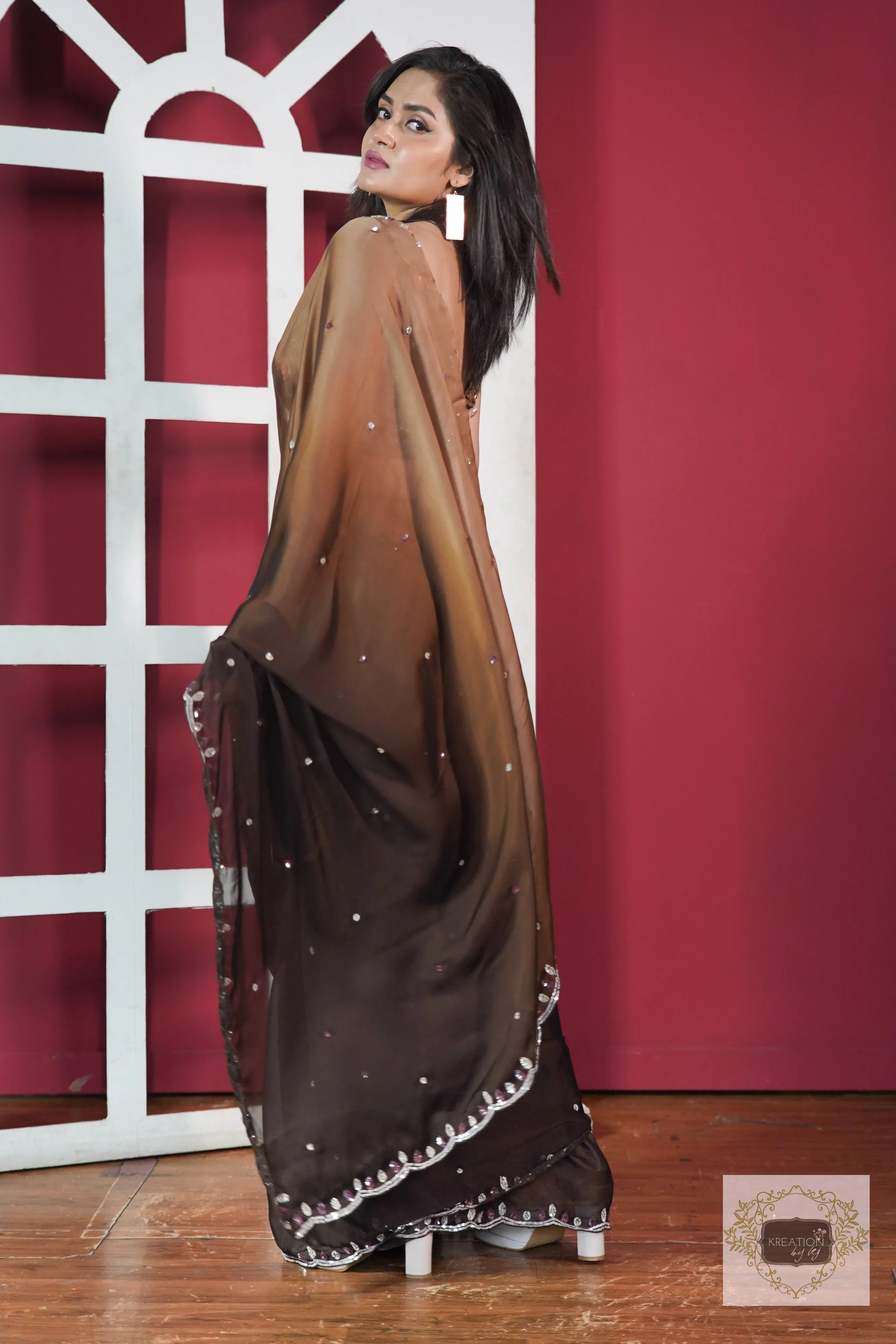 Chai Coffee Ombre Cocktail Saree