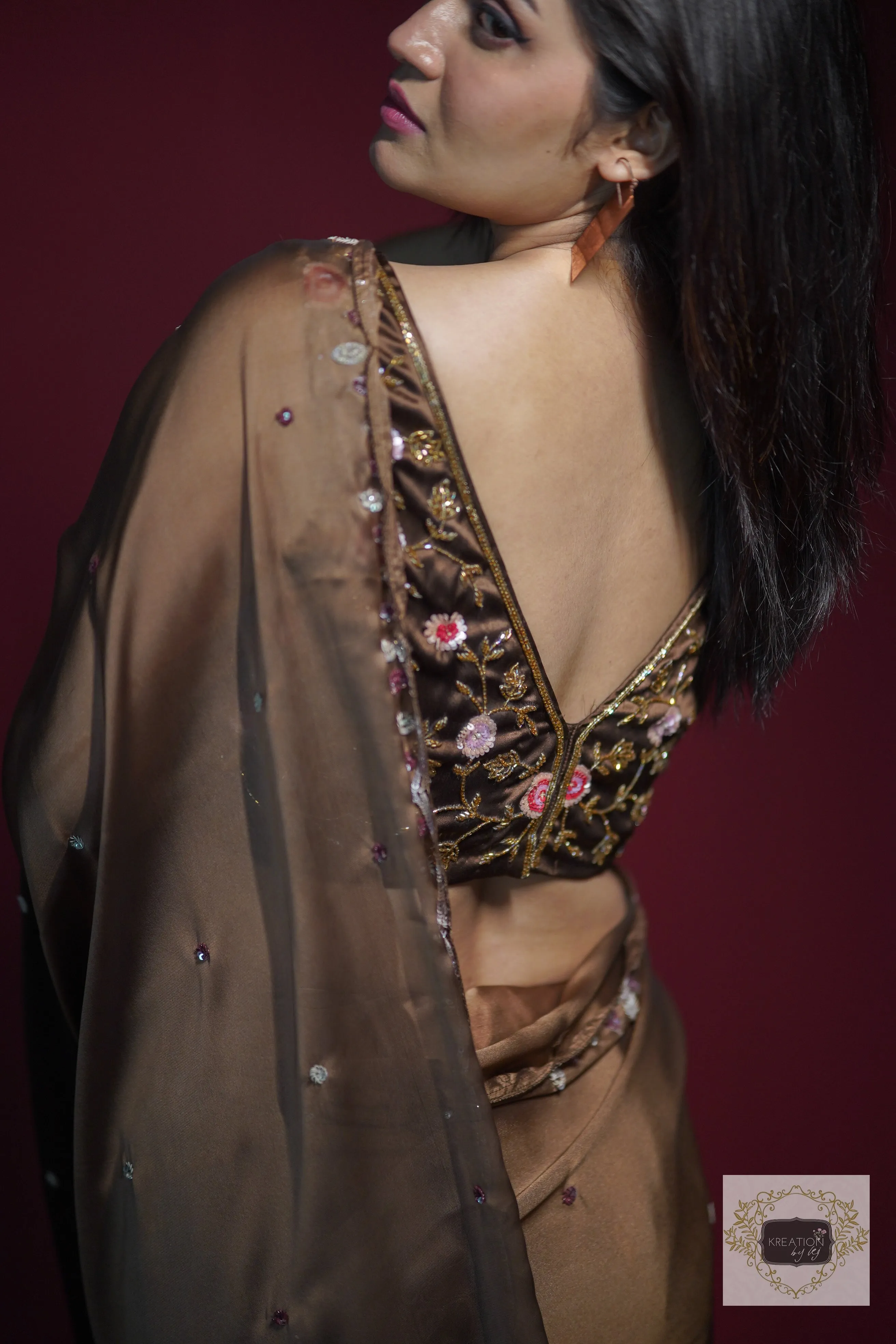 Chai Coffee Ombre Cocktail Saree