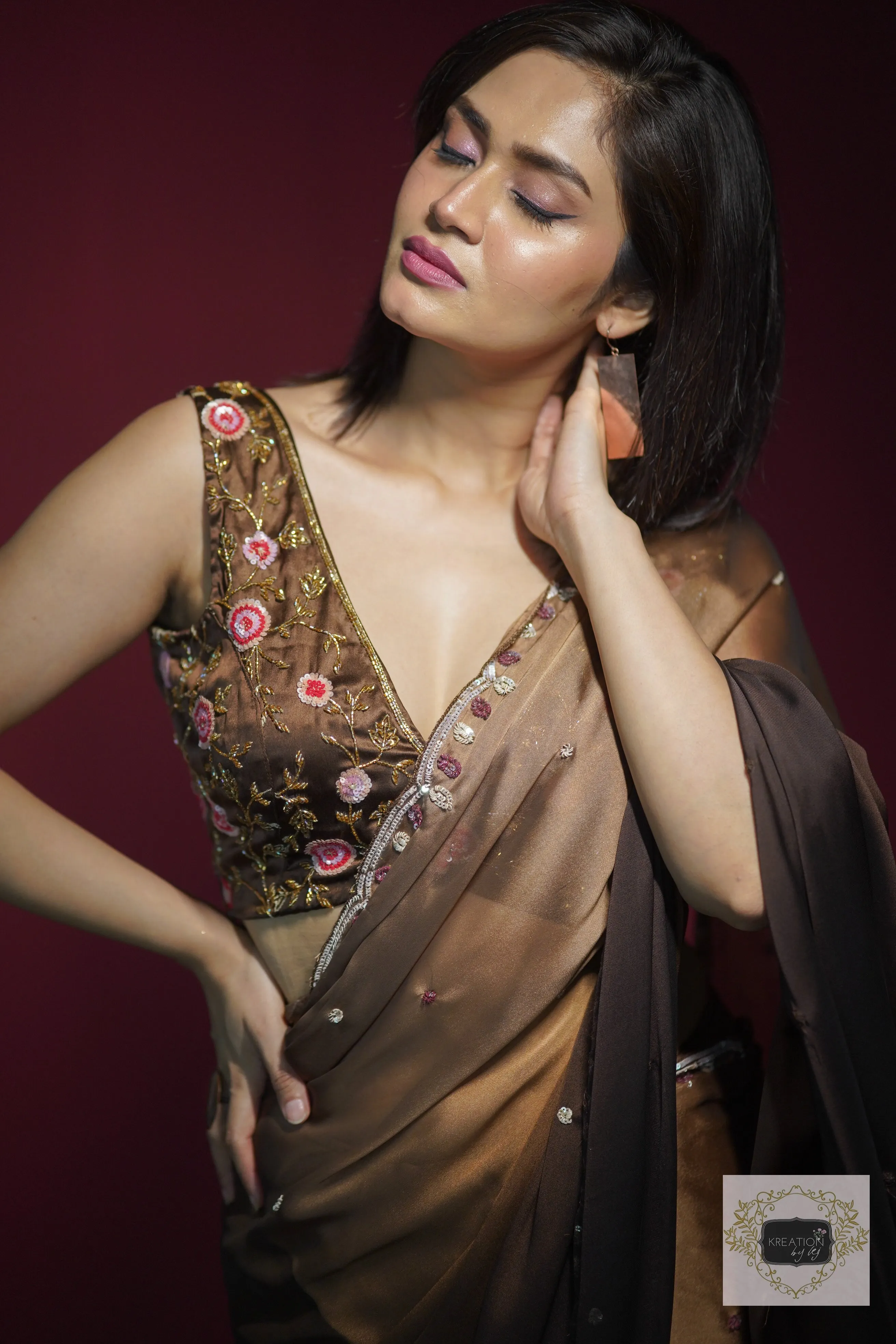 Chai Coffee Ombre Cocktail Saree