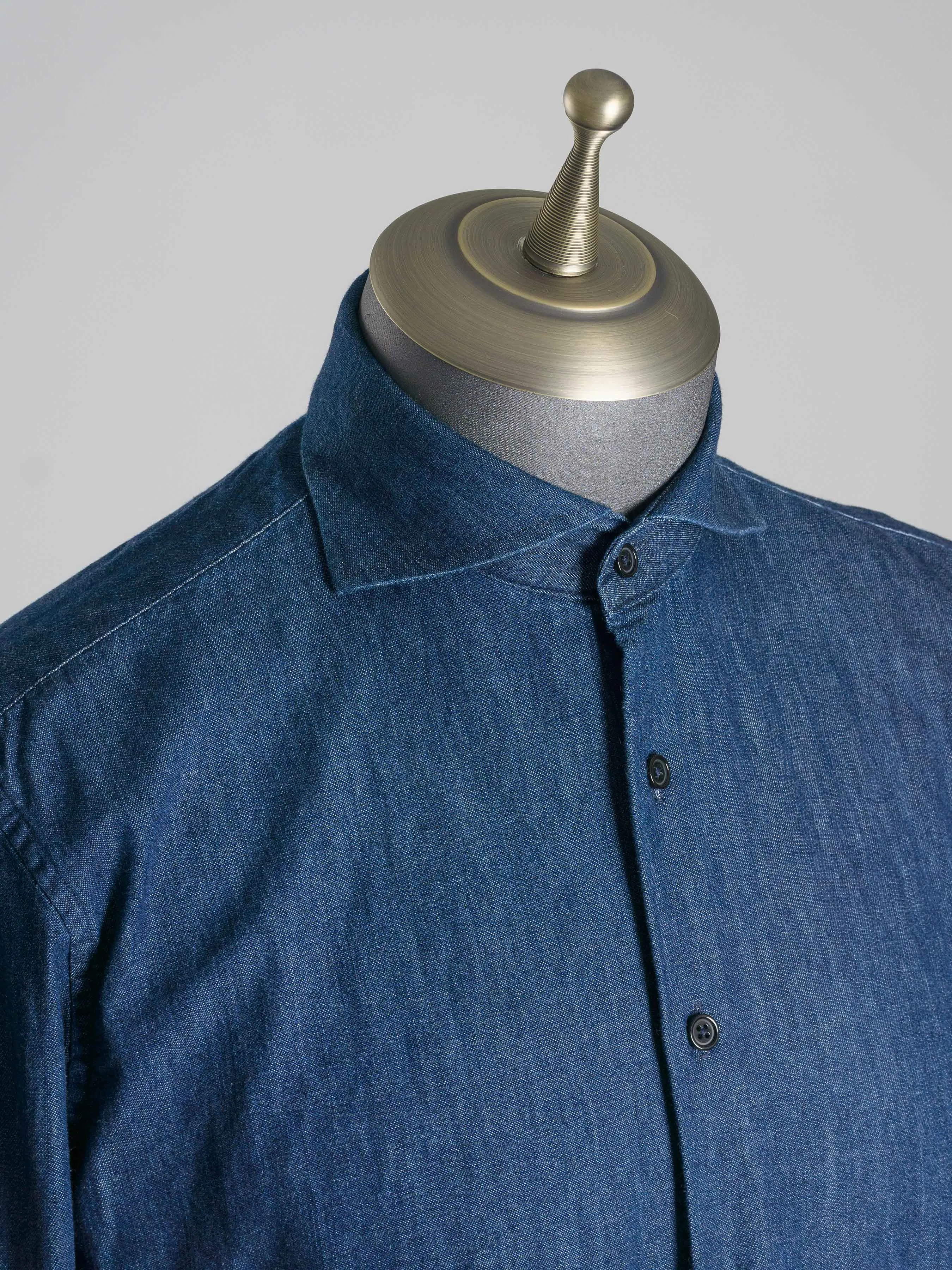 Chambray Shirt - Dark Blue Windsor Collar