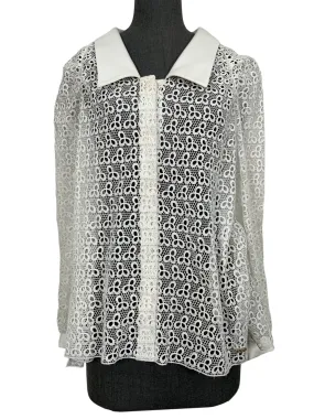 CHANEL 18C Cotton Eyelet Blouse Size S NEW