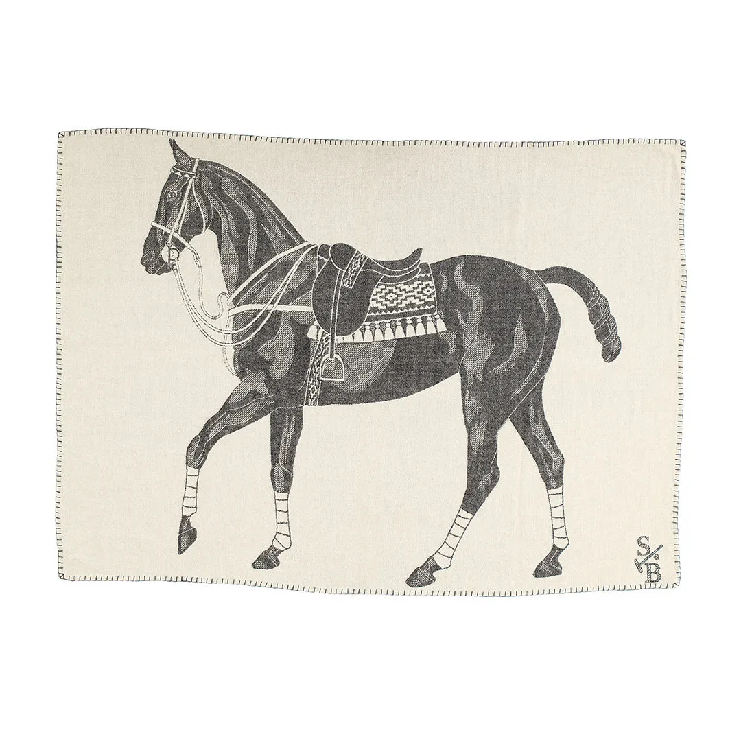 Charcoal Gray Horse Polo Pony Throw