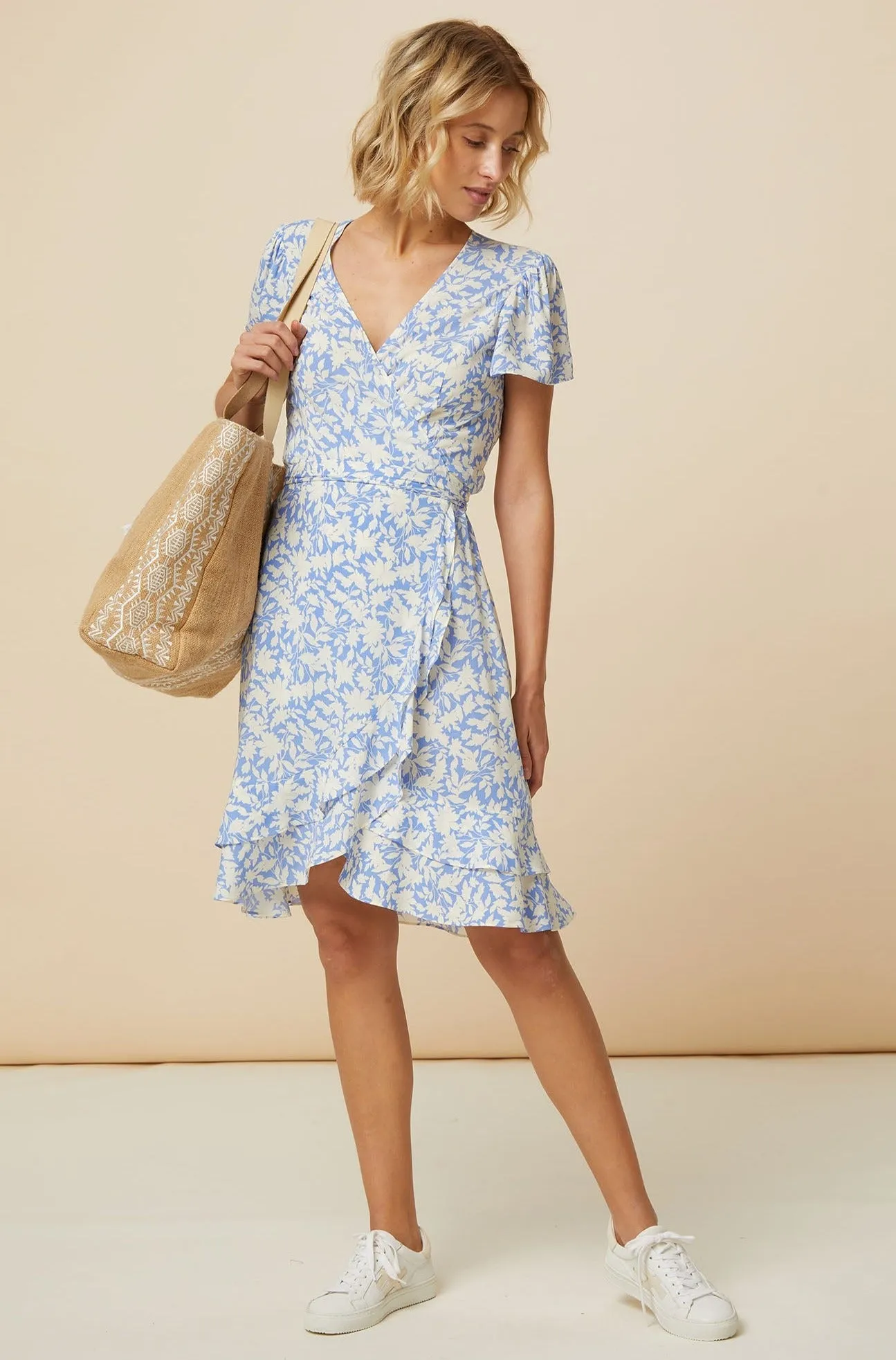 Chelsea EcoVero™ Wrap Dress | Pale Blue/White