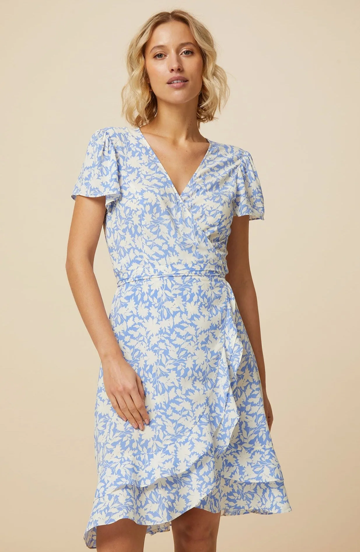 Chelsea EcoVero™ Wrap Dress | Pale Blue/White