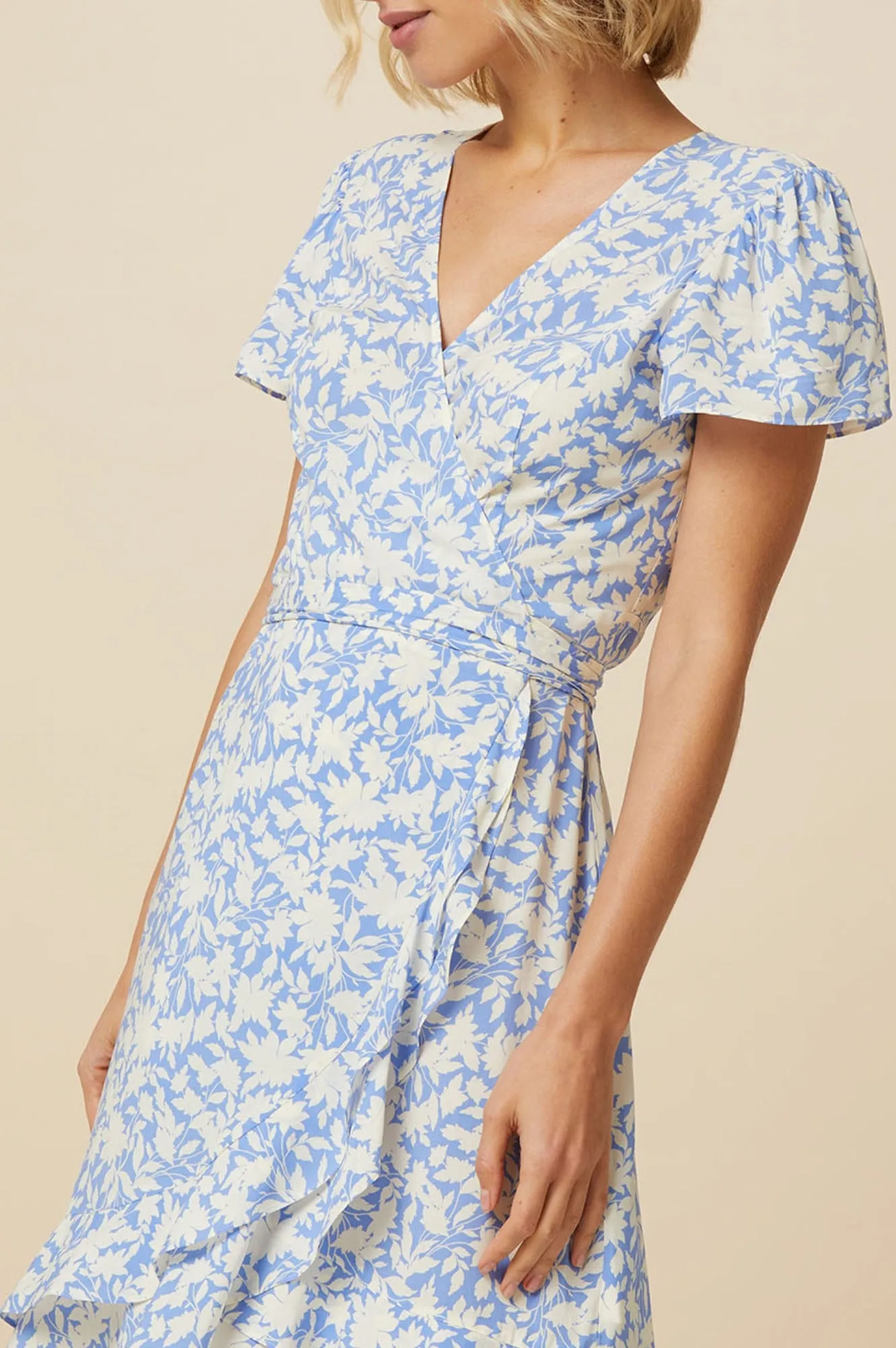 Chelsea EcoVero™ Wrap Dress | Pale Blue/White