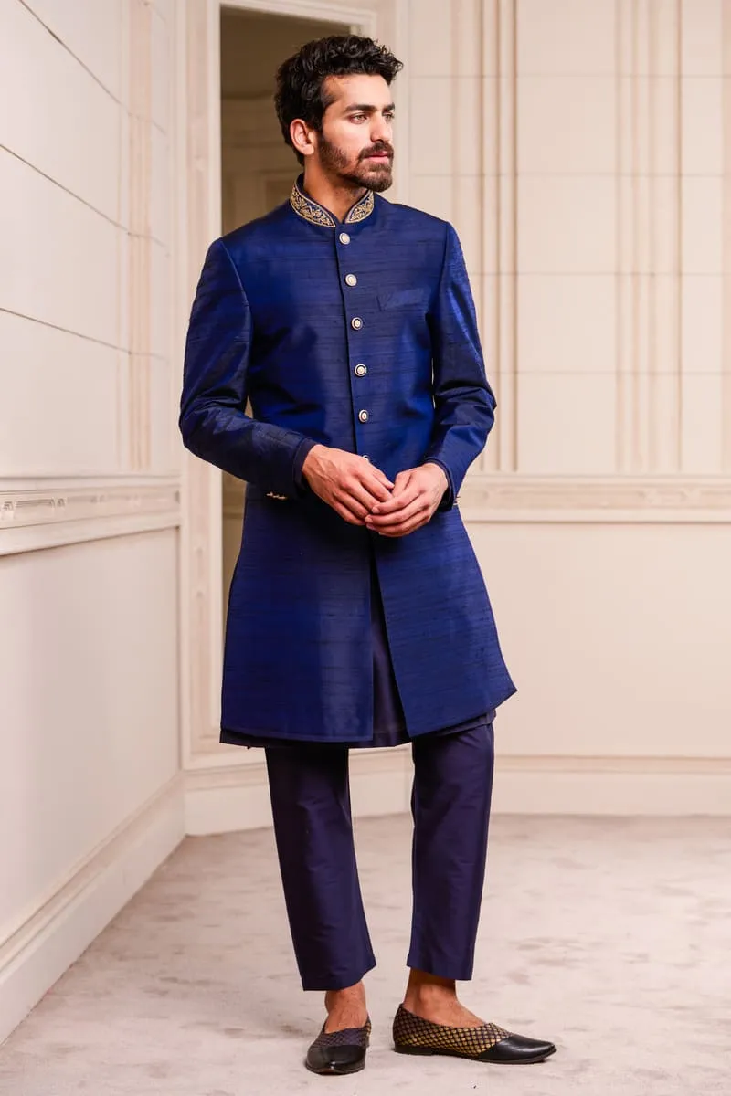 Classic Achkan with Embroidered Collar