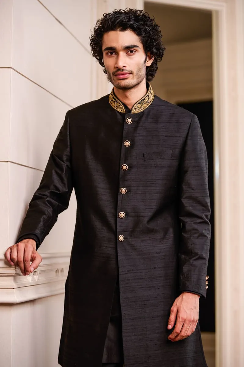 Classic Achkan with Embroidered Collar