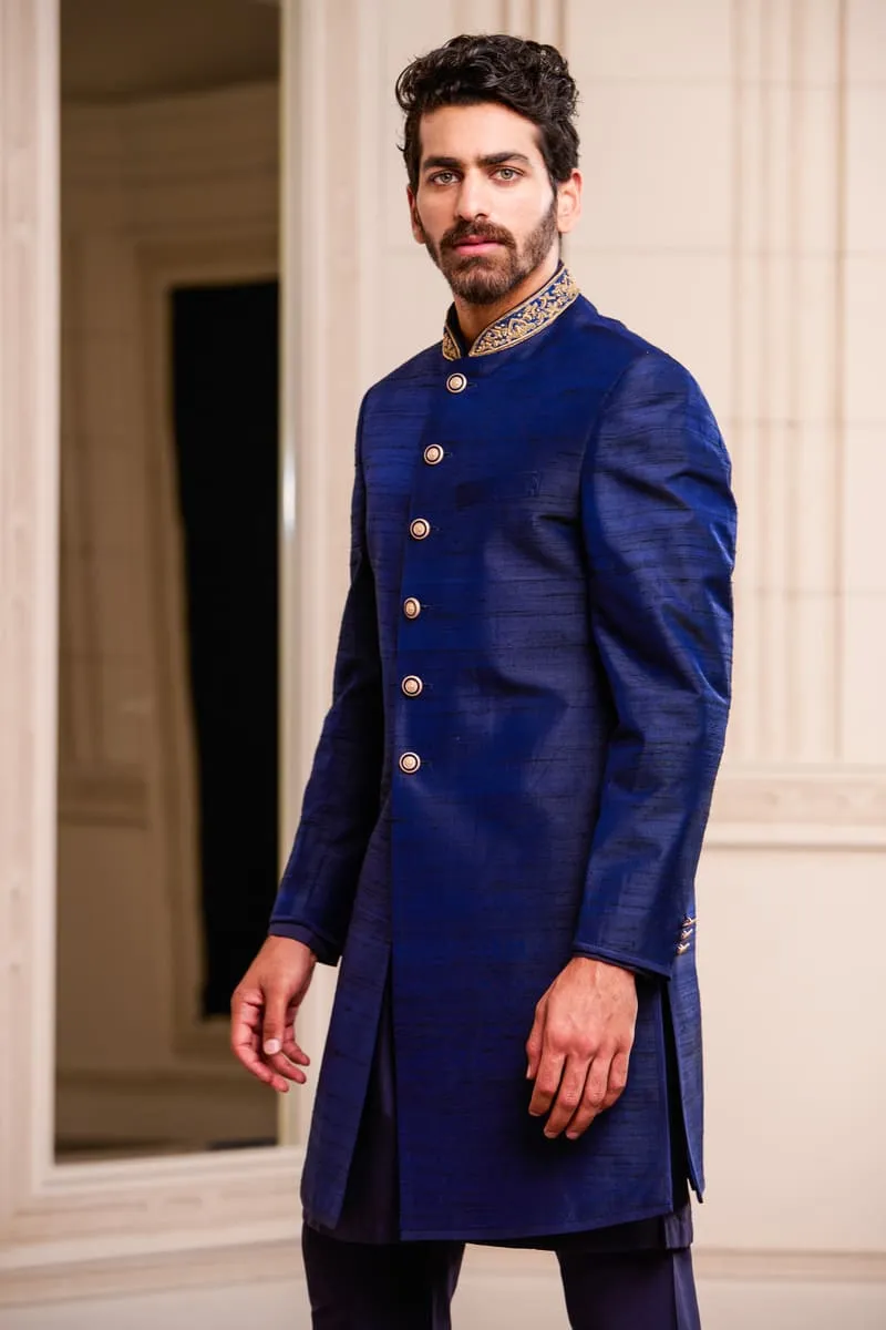 Classic Achkan with Embroidered Collar