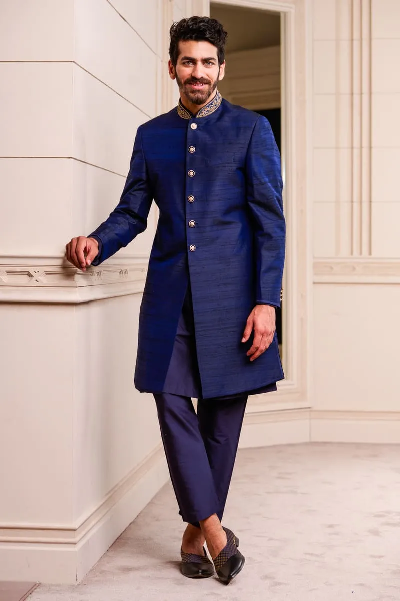 Classic Achkan with Embroidered Collar