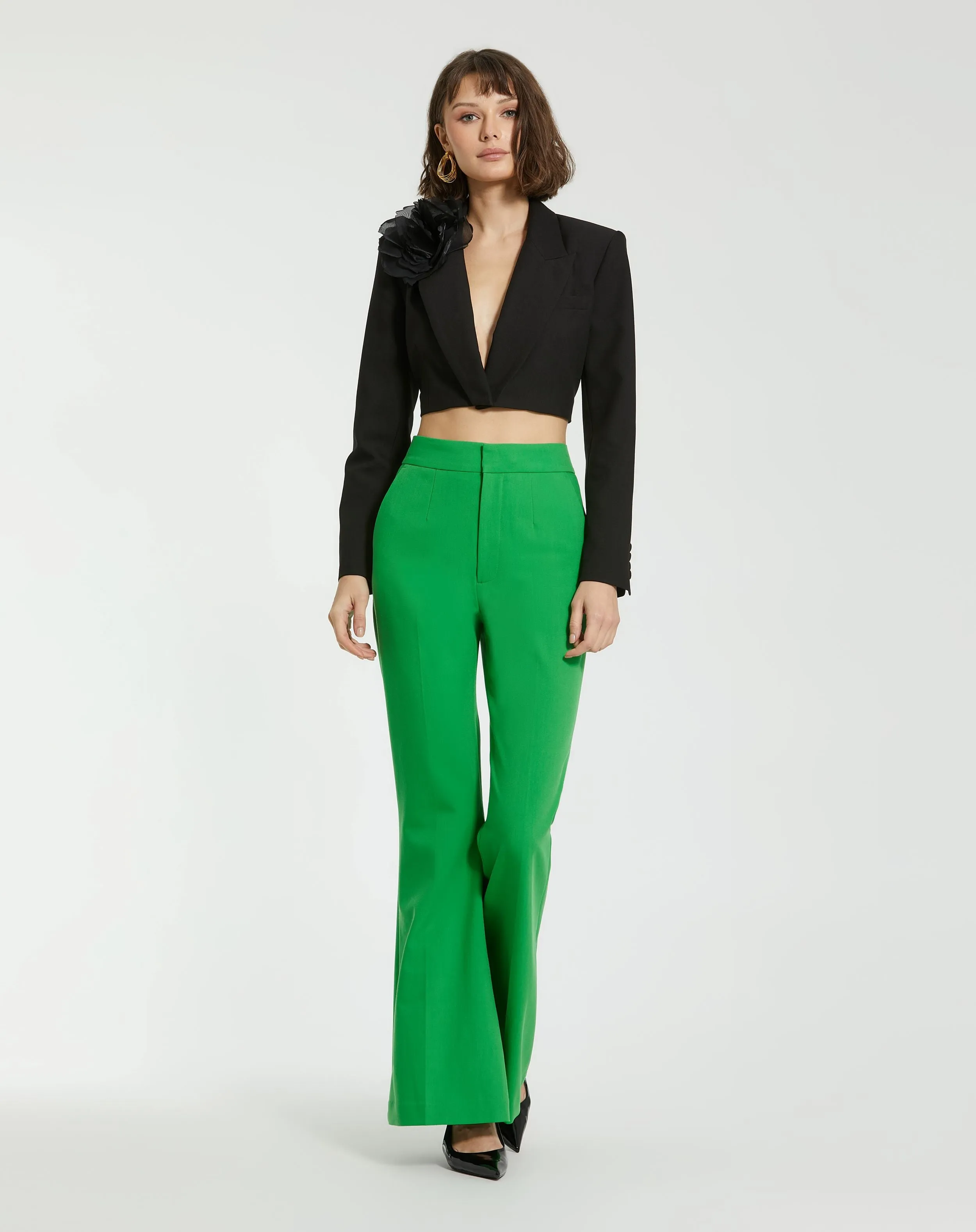 Classic Crepe Flared Leg Trouser Pant