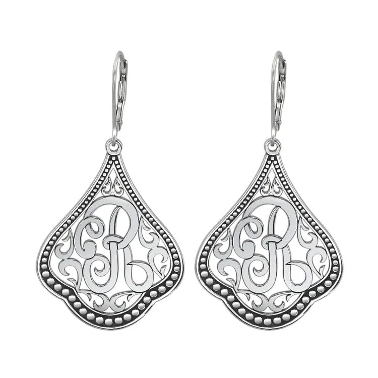 Classic Sterling Silver Script Initial Earrings