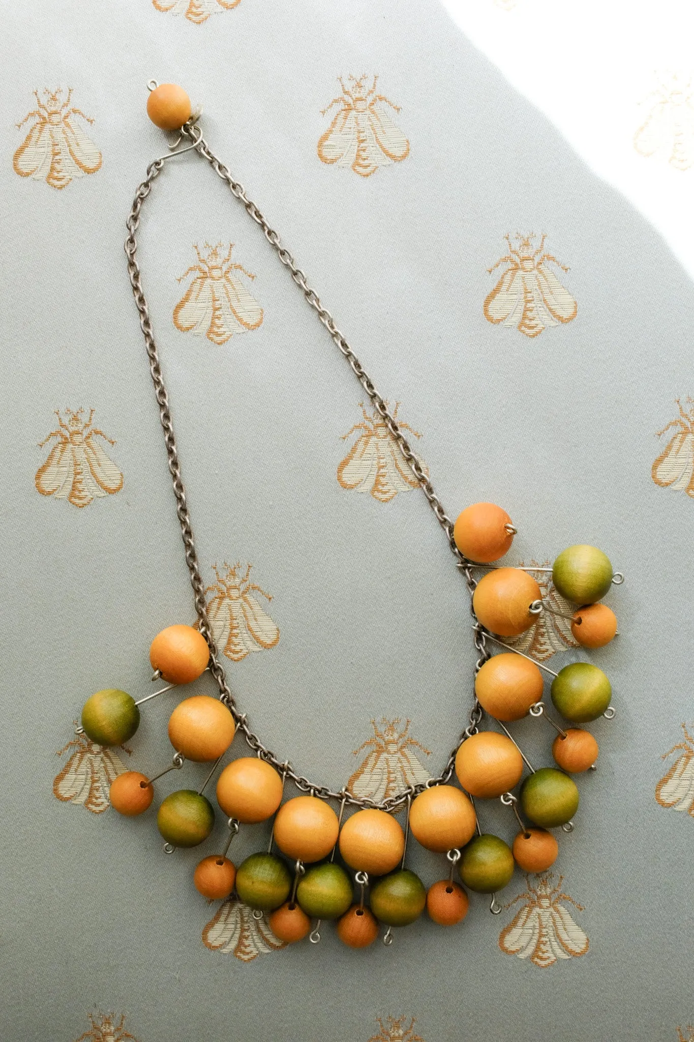 Coolest 1940's Wood Beaded Statement Necklace / OS