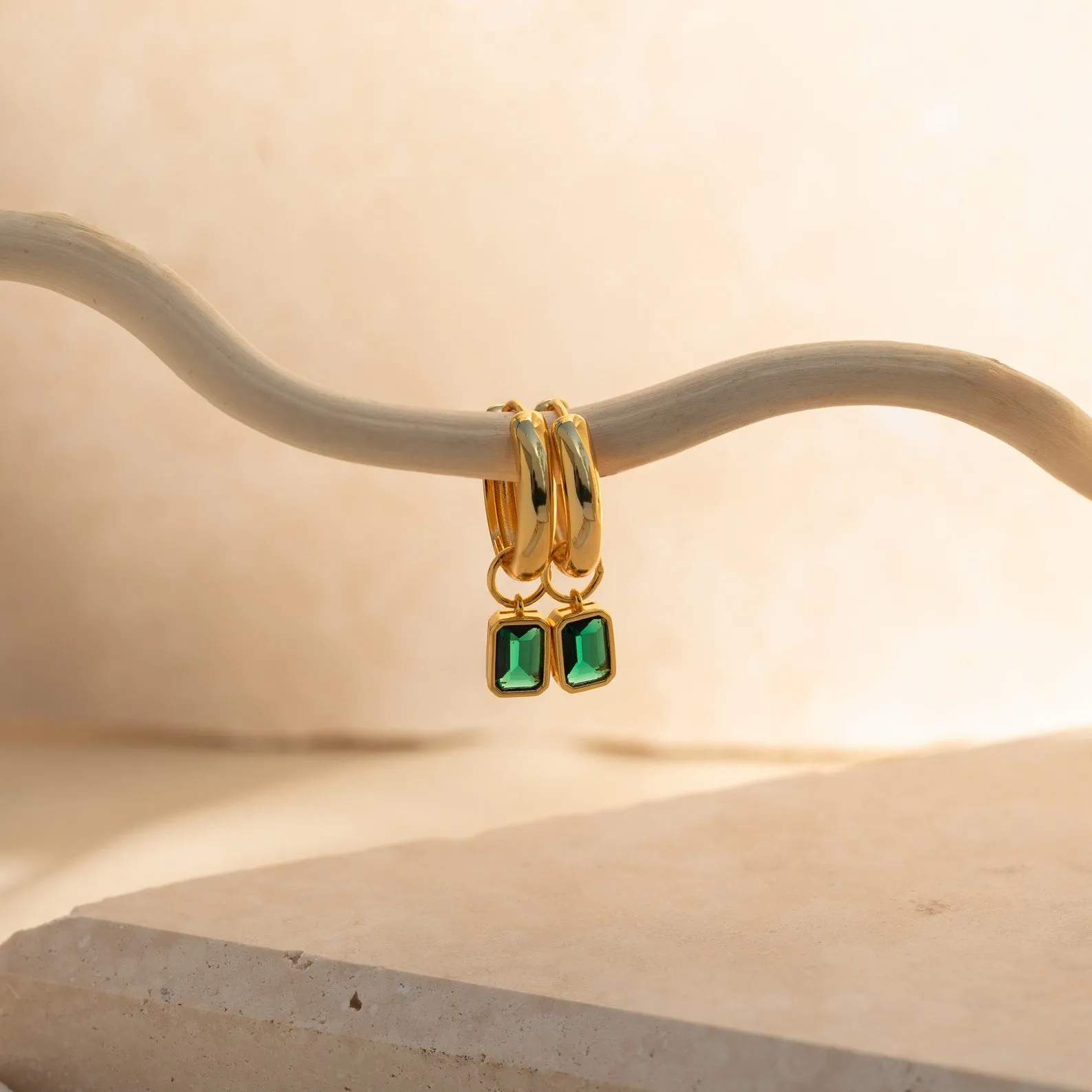 Dangling Gemstone Hoops