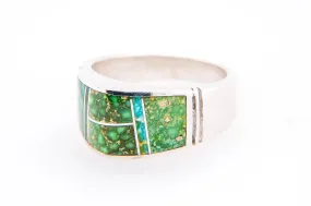 David Rosales Domed Sonoran Gold Turquoise Ring