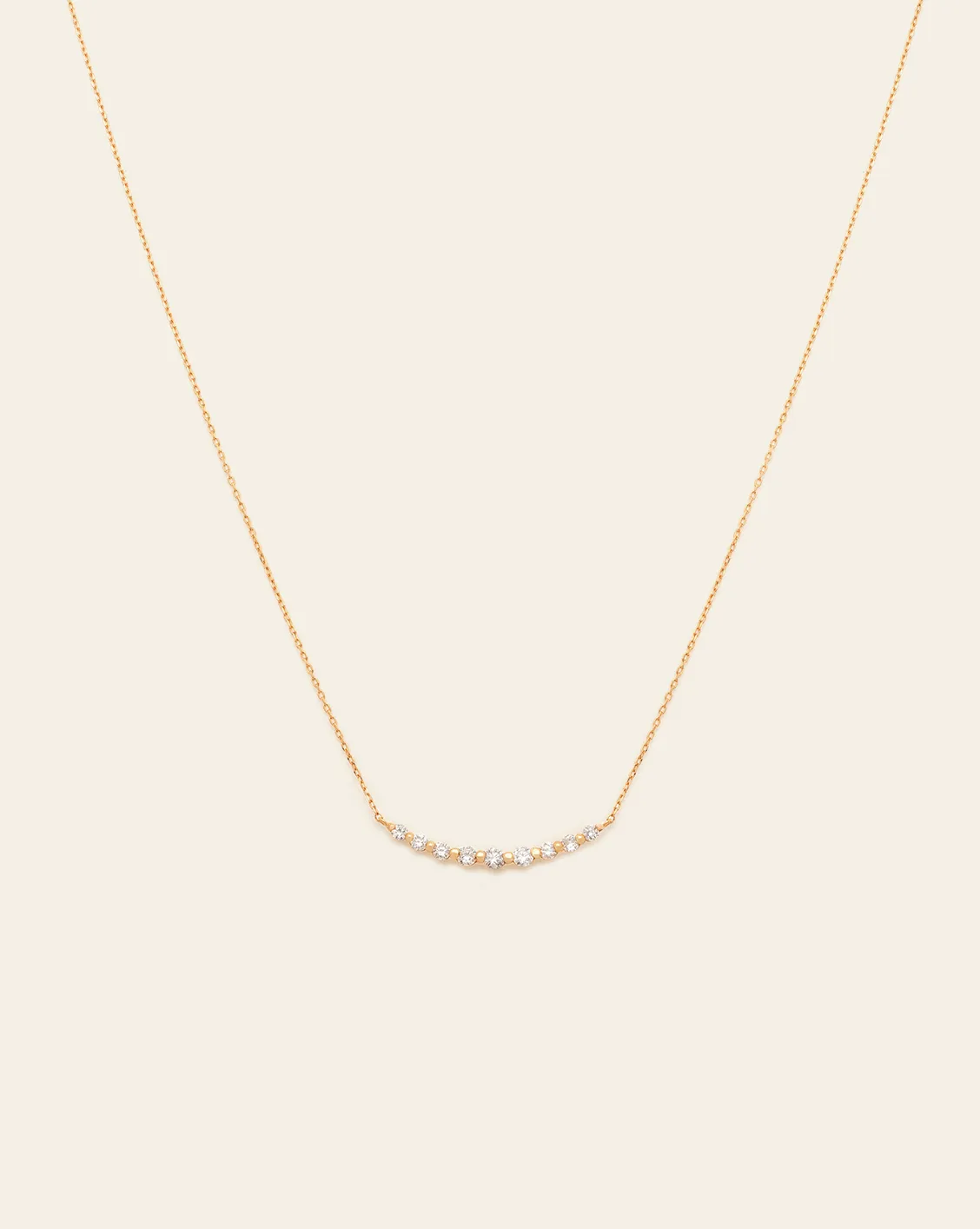 Diamond Arc Necklace - 18k Solid Gold