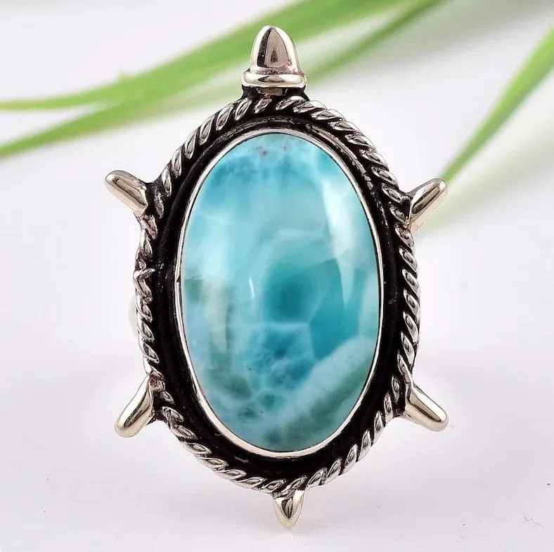 Dominican Larimar, 925 Sterling Silver Handmade Ring