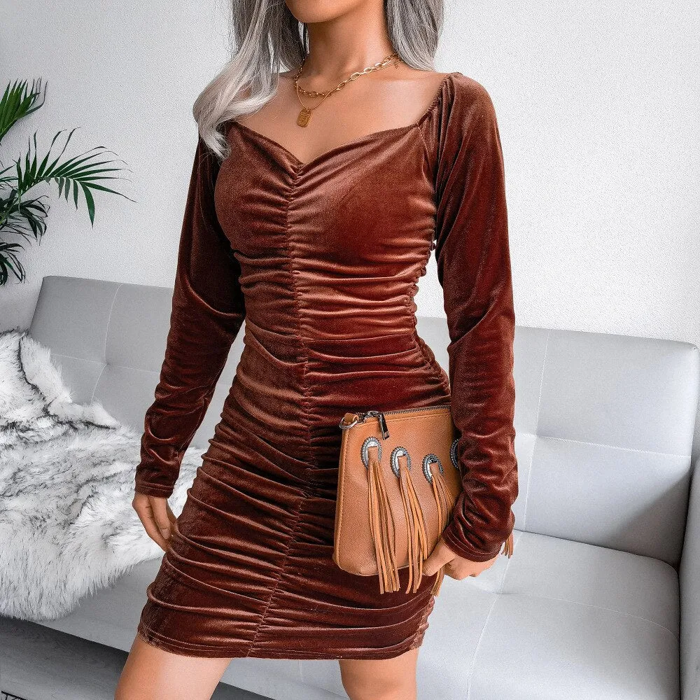 DressBetty - Square Neck Velvet Mini Dress