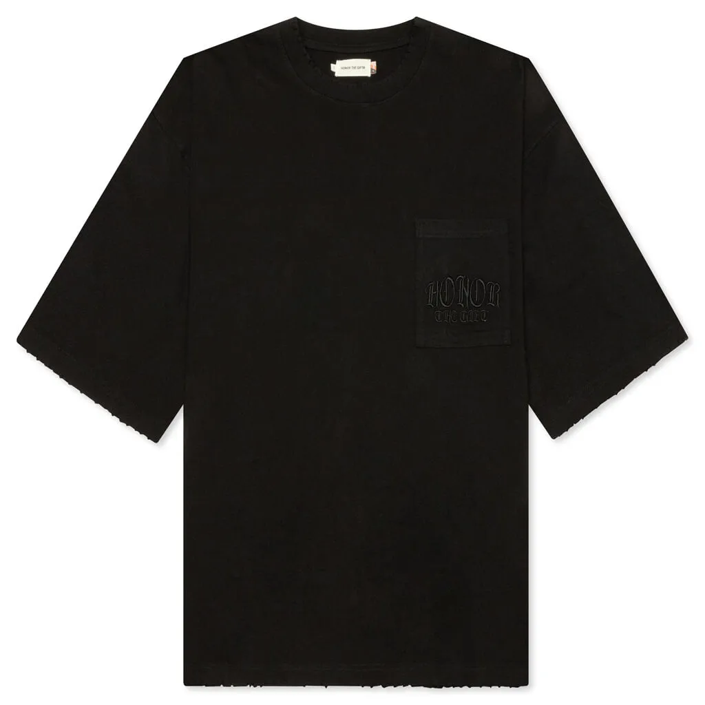 Embroidered Pocket Tee - Black