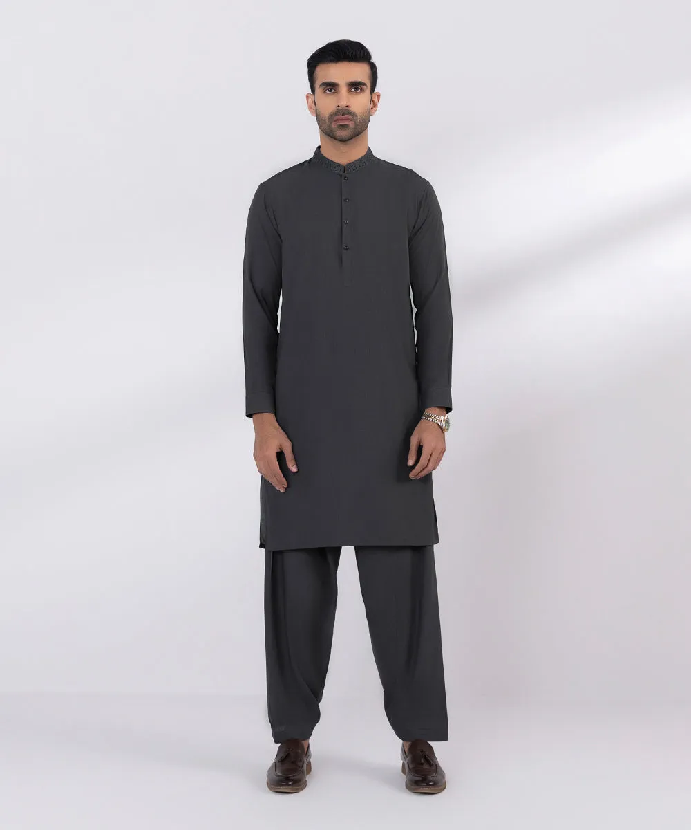 Embroidered Wash & Wear Suit