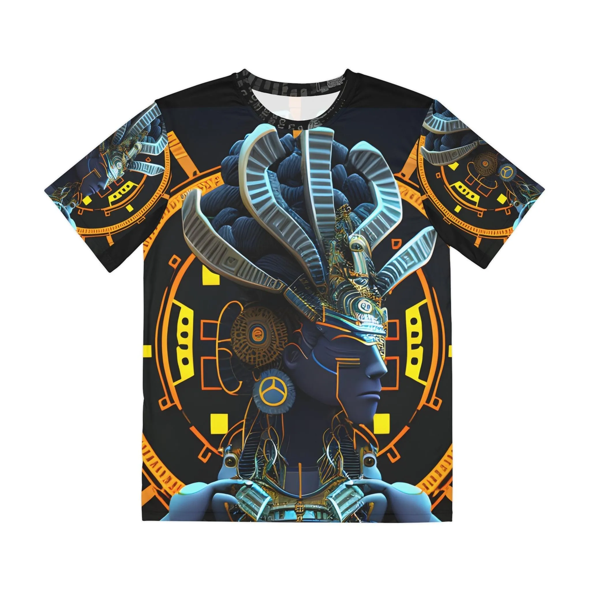 Epic CE Series - Mayan Aztec Robot Alien Warrior Diety - All Over Print (AOP) / Sublimation Design - Digital AI Art T-Shirt for Street or Festival Wear