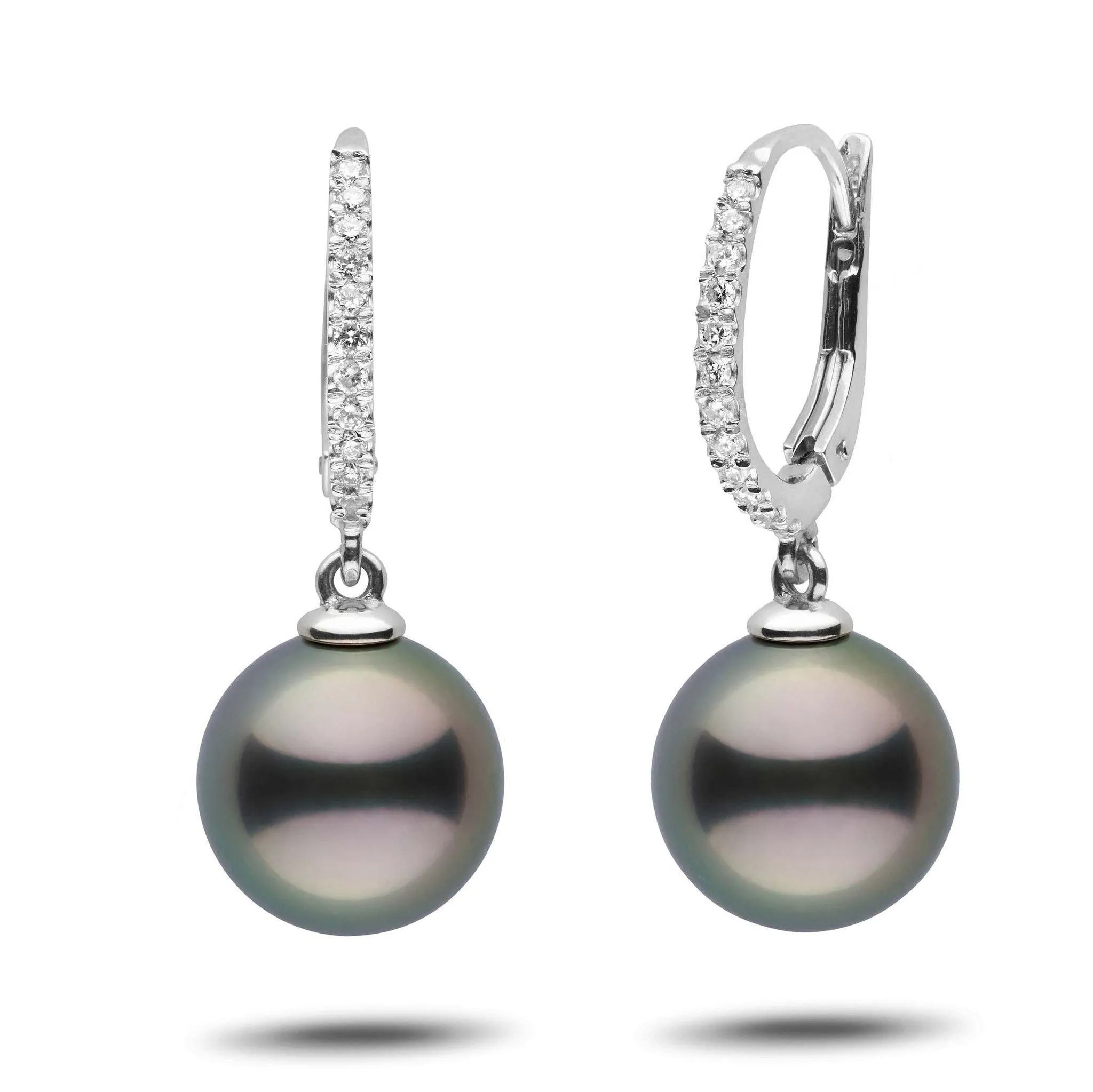 Eternal Collection Tahitian 11.0-12.0 mm Pearl & Diamond Dangle Earrings